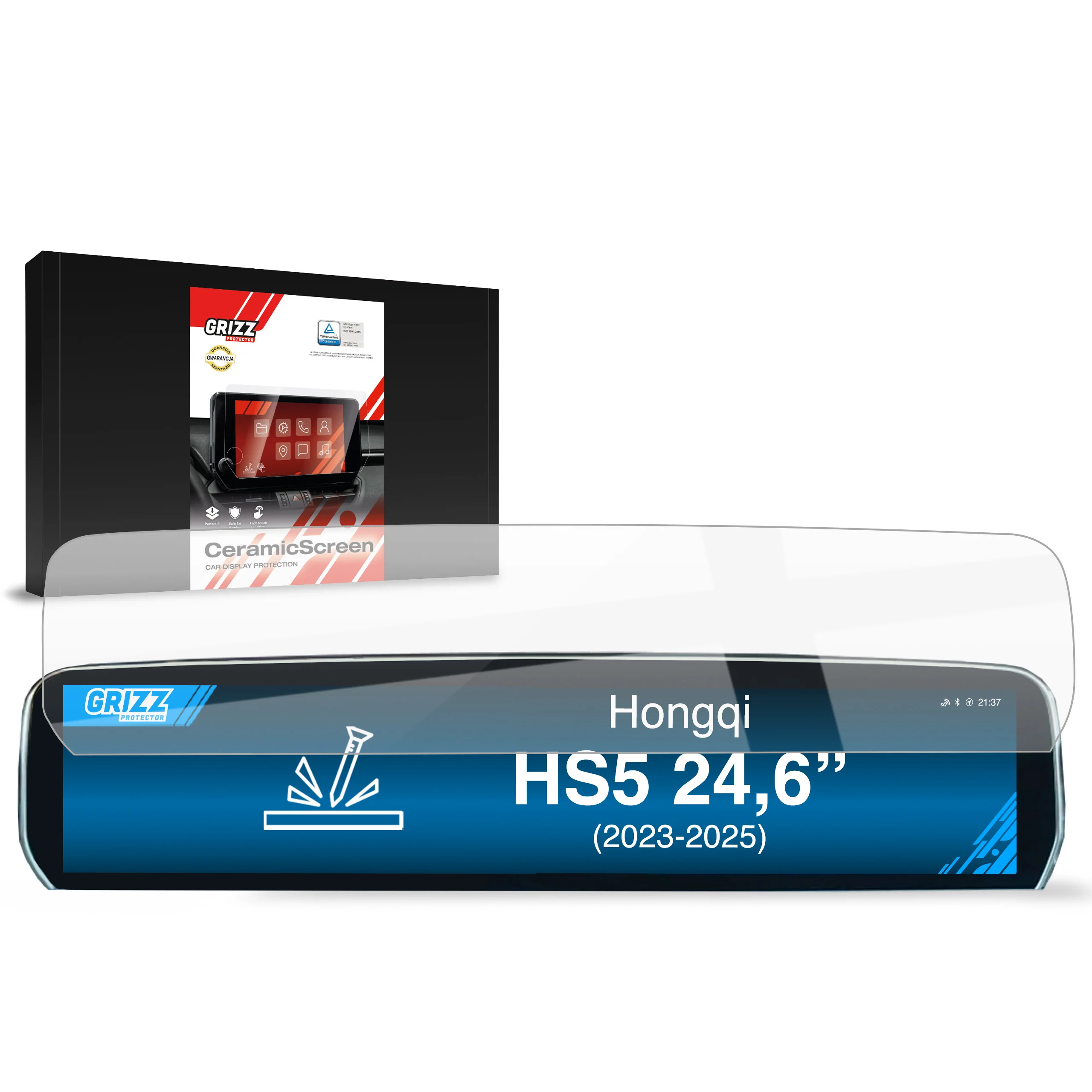 Displayschutzfolie für Hongqi HS5 24,6" (2023-2026) Navi Folie, Kratzfest, Klar
