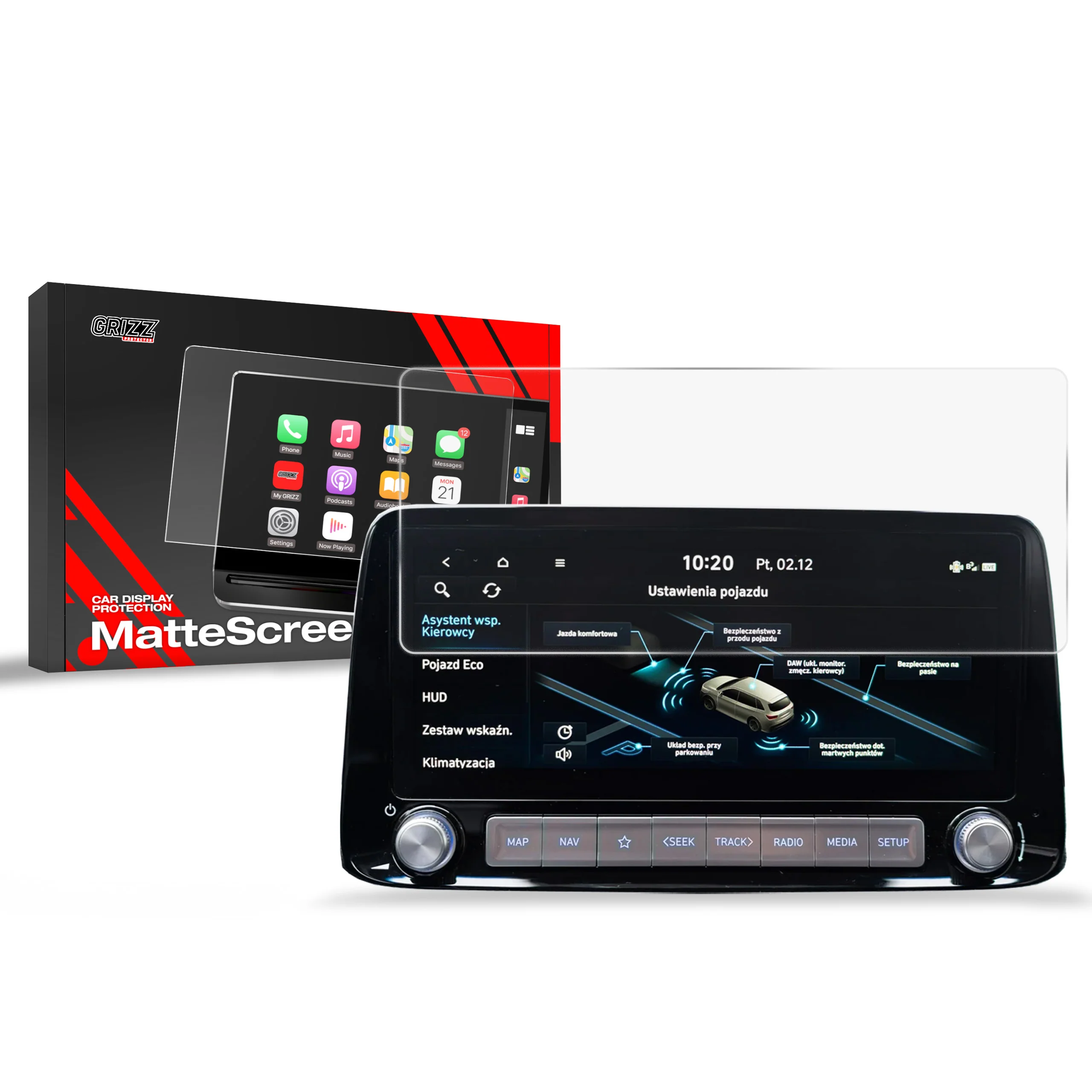 Displayschutzfolie für Hyundai Kona Electric (2018-2023) Anti-Fingerprint, Matt