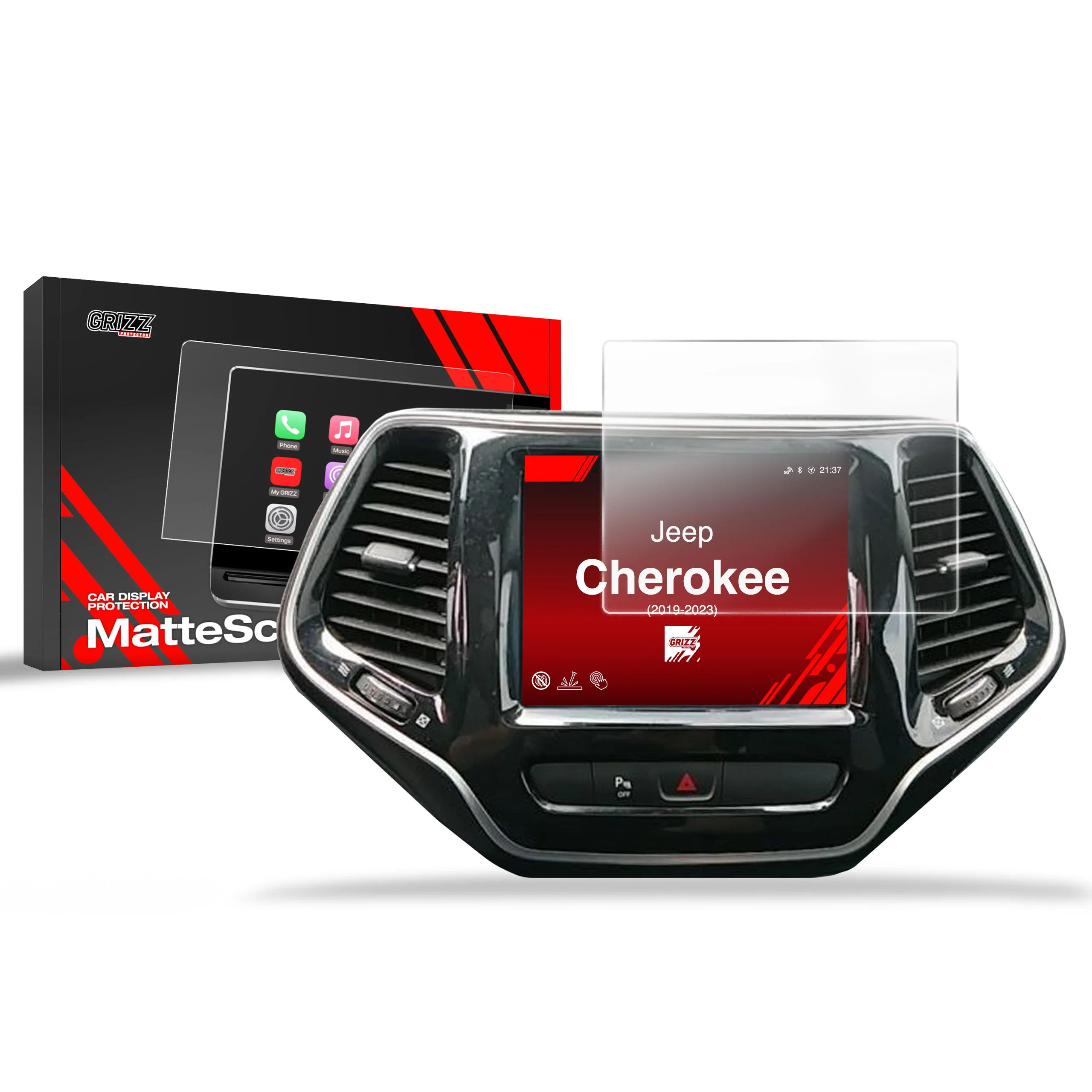 Displayschutzfolie für Jeep Cherokee (2019-2023) Anti-Fingerprint, Matt