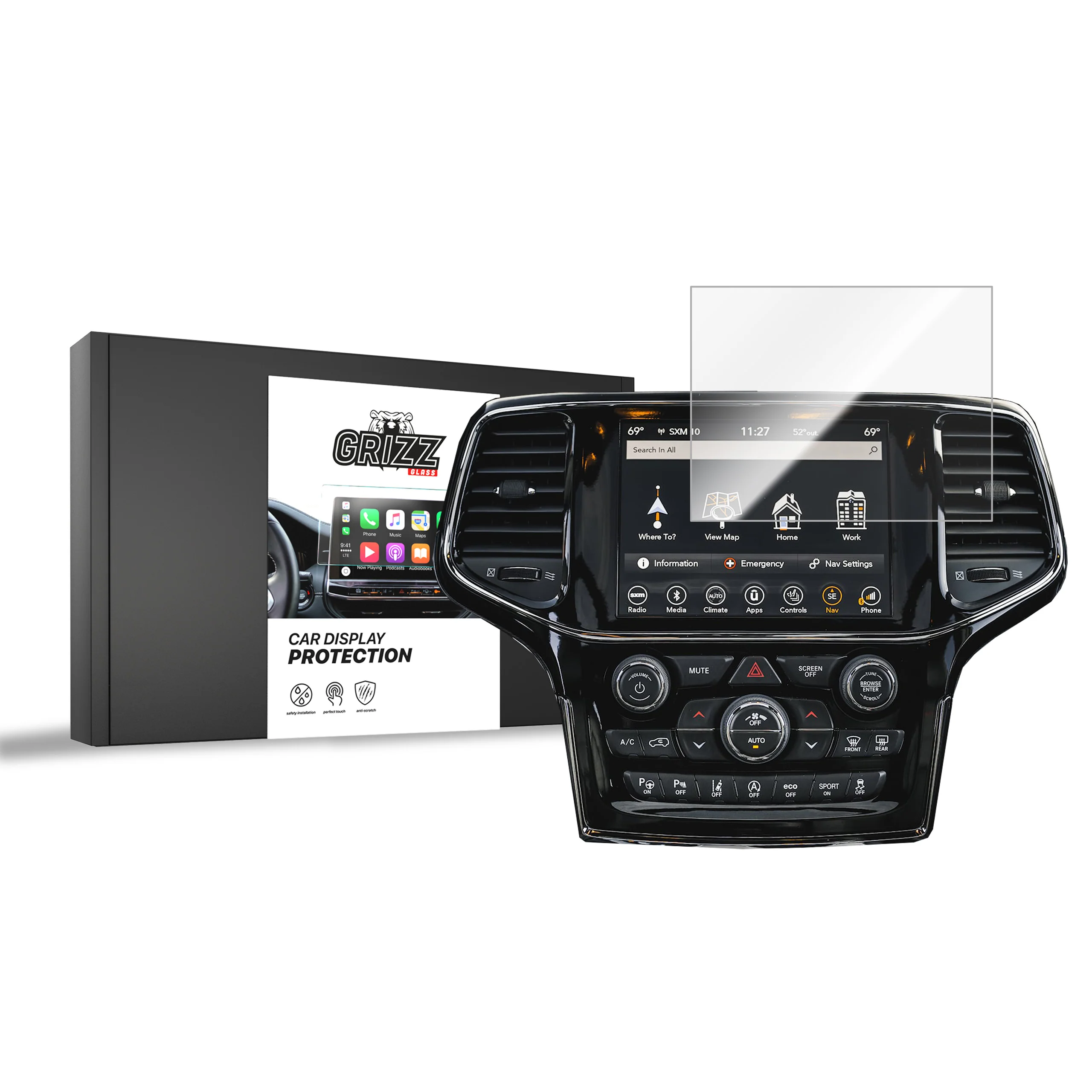 Displayschutzfolie für Jeep Grand Cherokee (2013-2021) Navi Folie, Kratzfest, Klar