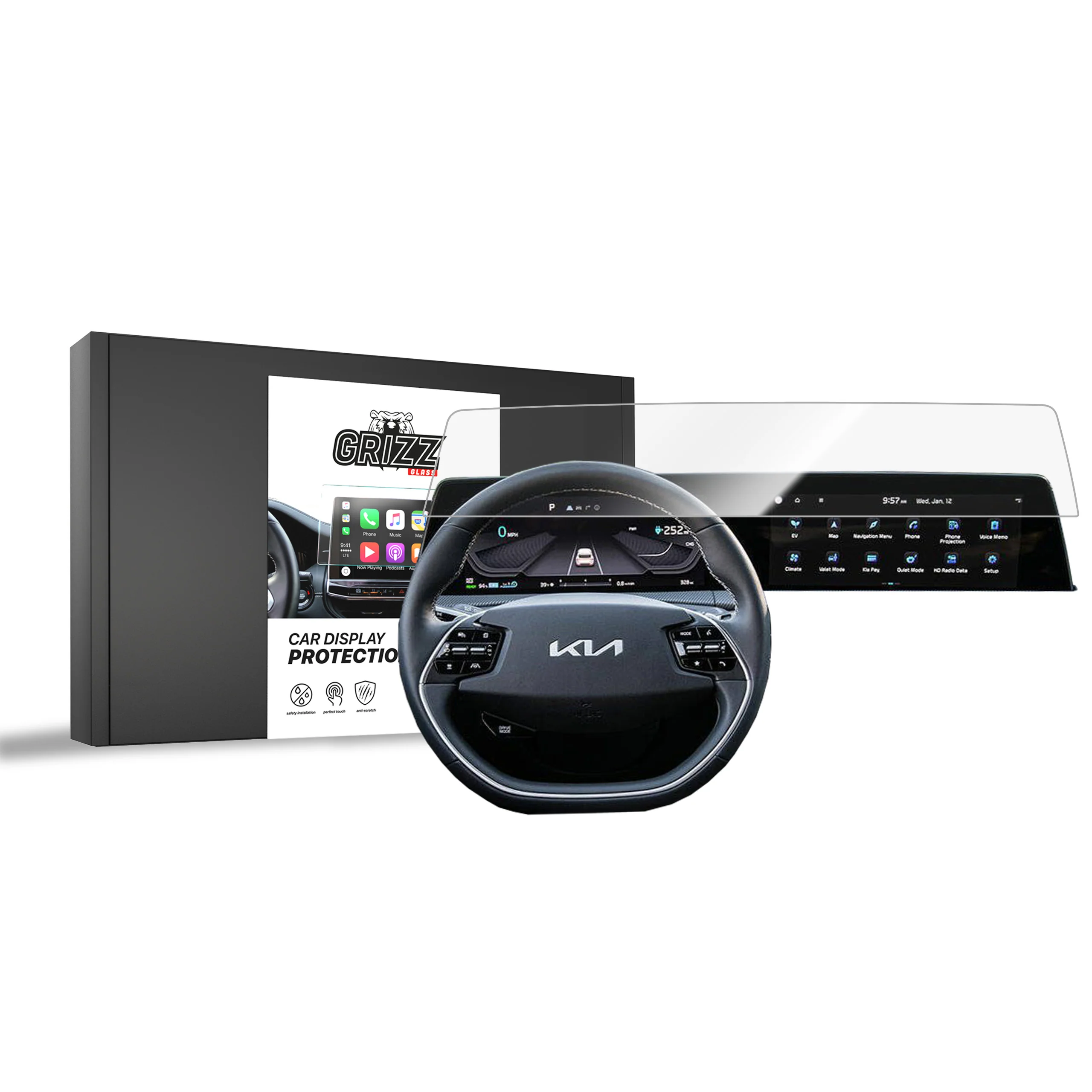Displayschutzfolie für Kia EV6 (2021-2024) Navi Folie, Kratzfest, Klar