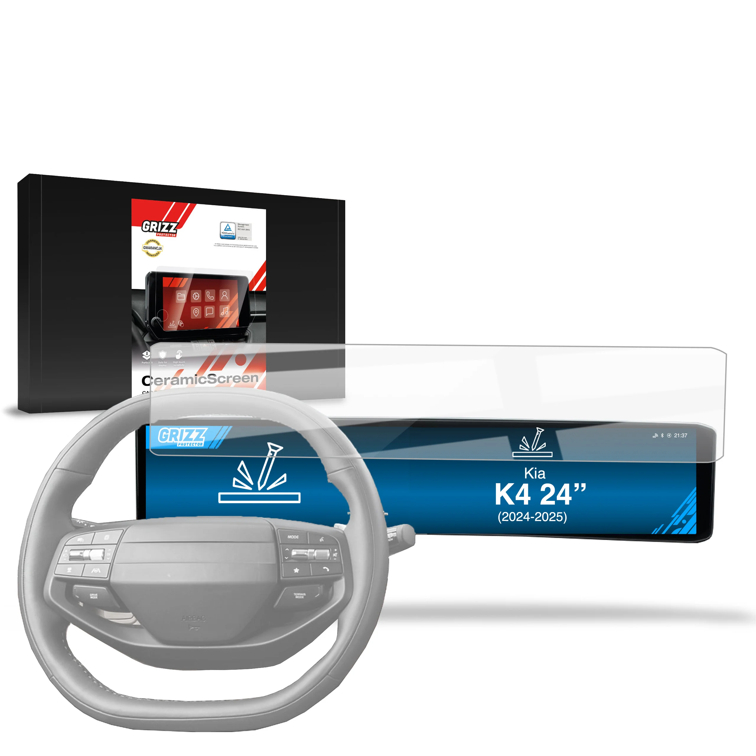 Displayschutzfolie für Kia K4 24" (2024-2026) Navi Folie, Kratzfest, Klar