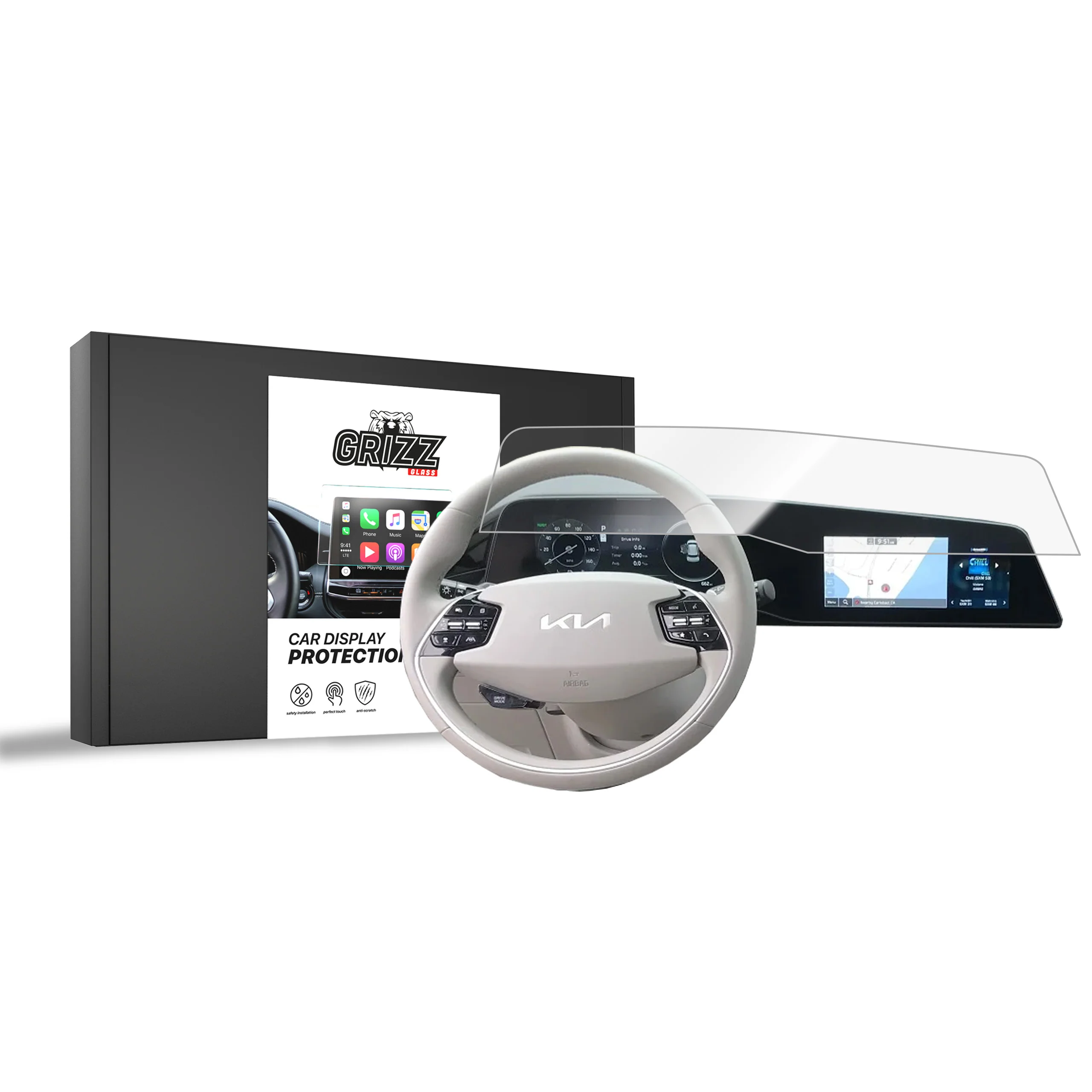 Displayschutzfolie für Kia Niro 2 (2022-2026) Navi Folie, Kratzfest, Klar