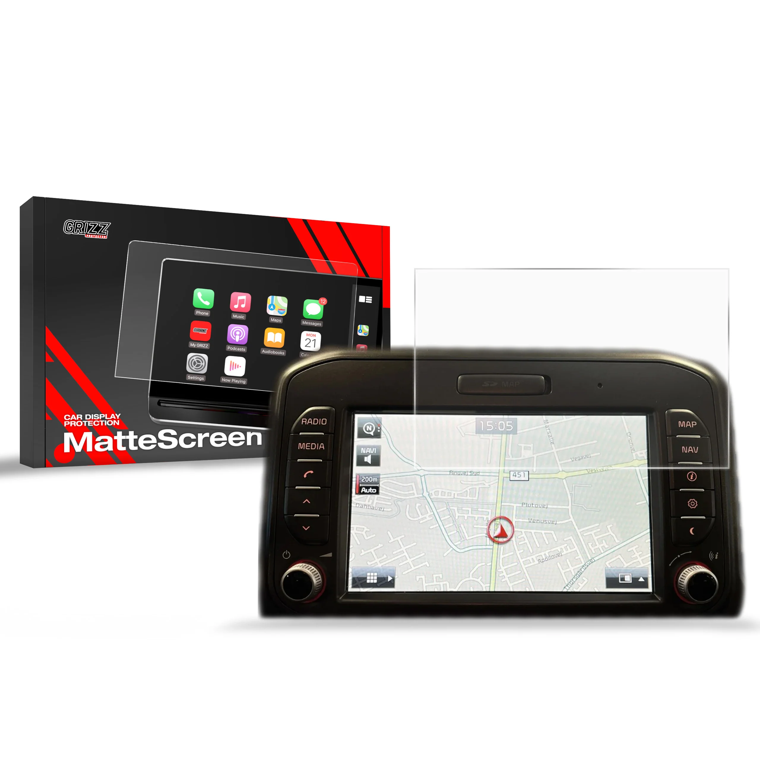 Displayschutzfolie für Kia Picanto 2 7" (2011-2017) Anti-Fingerprint, Matt