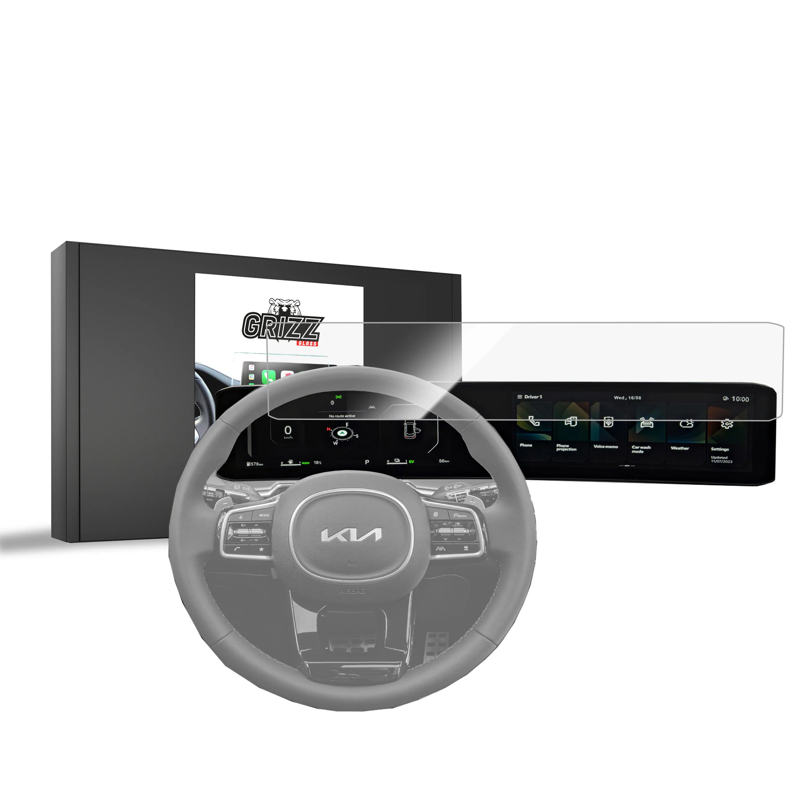 Displayschutzfolie für Kia Sorento 4 Prestige (2023-2026) Navi Folie, Kratzfest, Klar