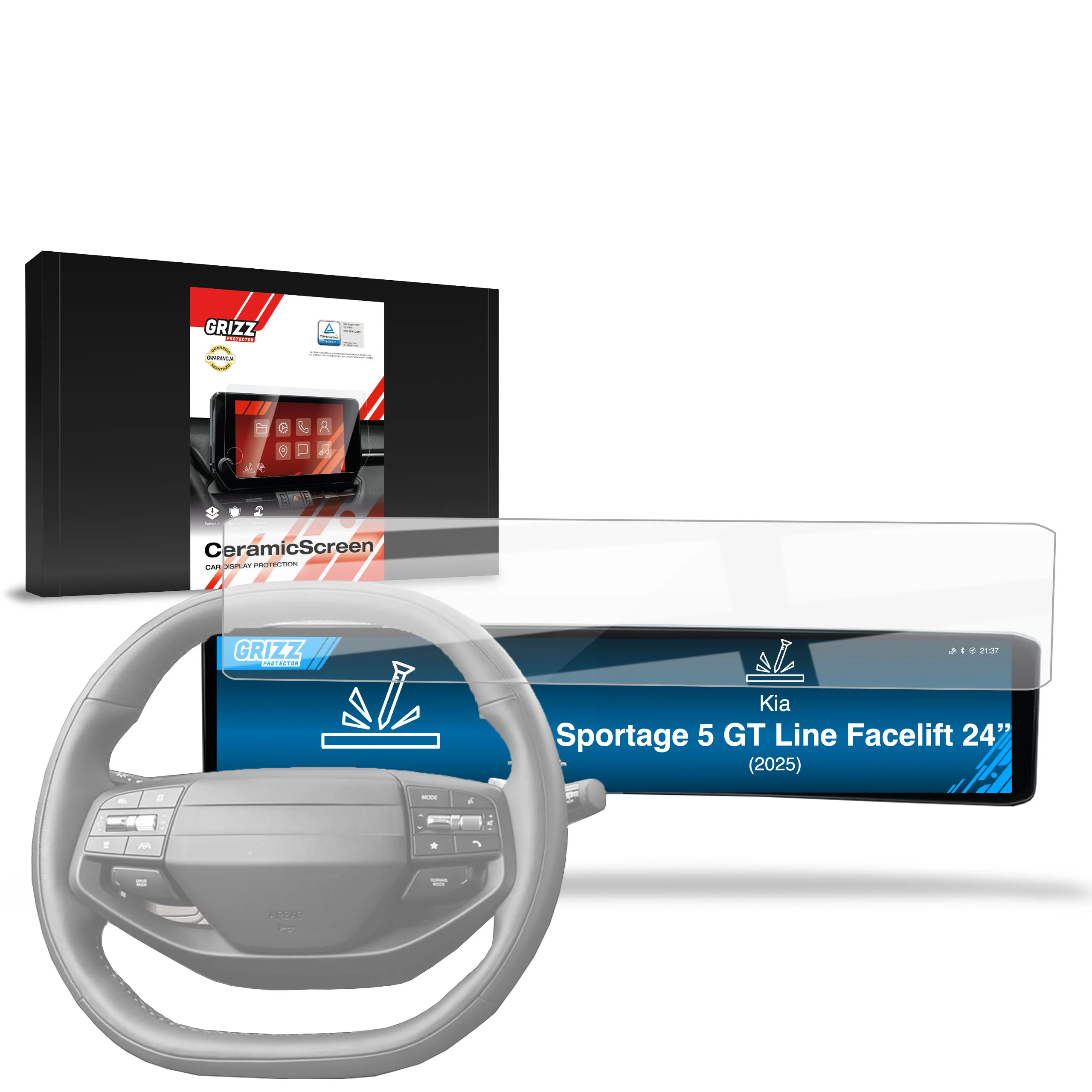 Displayschutzfolie für Kia Sportage 5 GT Line Facelift 24" (2025-2026) Navi Folie, Kratzfest, Klar
