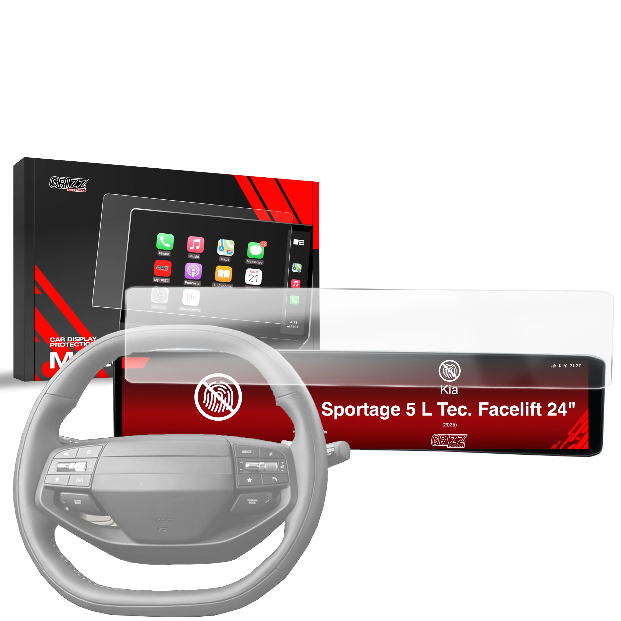 Displayschutzfolie für Kia Sportage 5 L Tec. Facelift 24" (2025-2026) Anti-Fingerprint, Matt