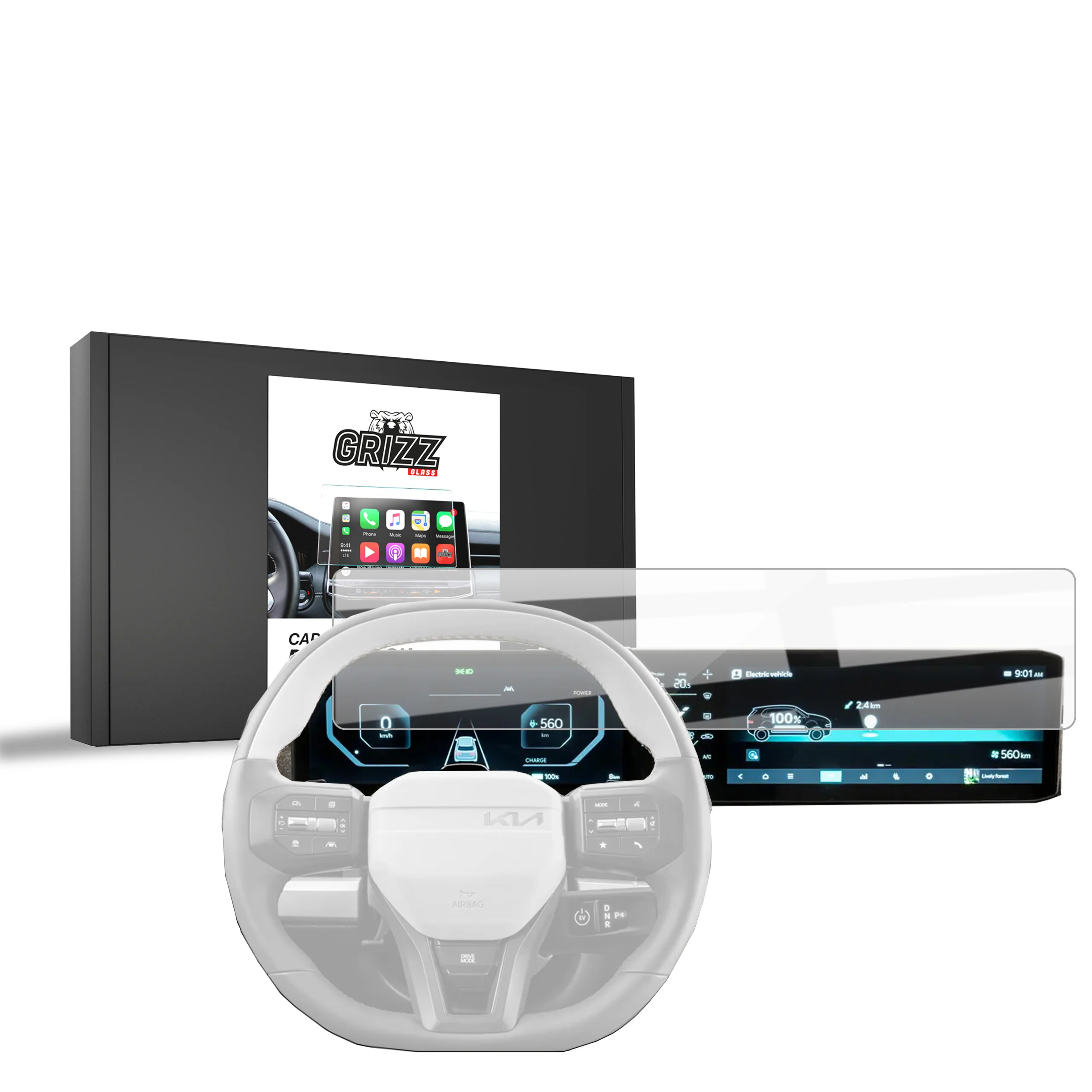 Displayschutzfolie für Kia Sportage 5 L Tec. Facelift 24" (2025-2026) Navi Folie, Kratzfest, Klar