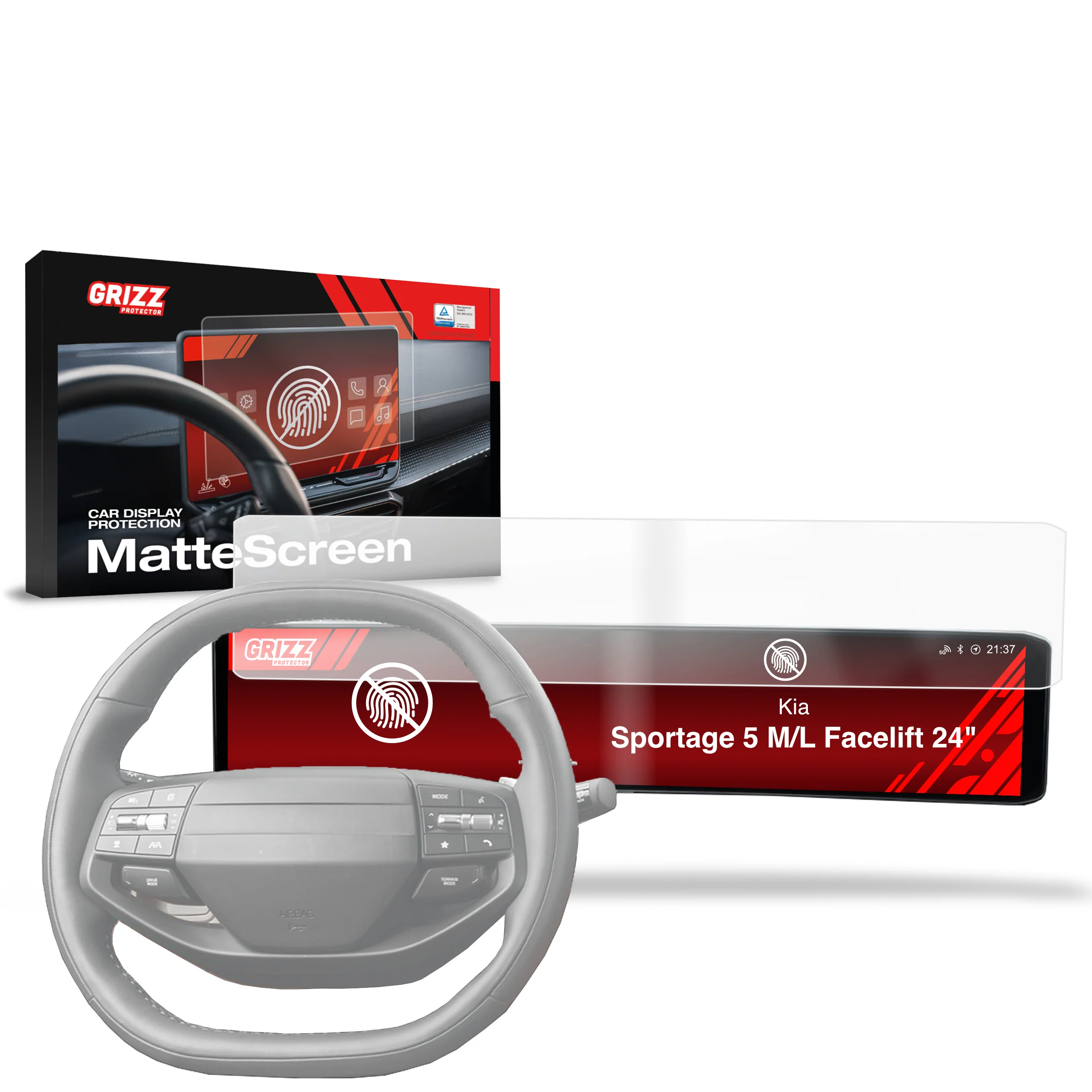 Displayschutzfolie für Kia Sportage 5 M/L Facelift 24" (2025-2026) Anti-Fingerprint, Matt