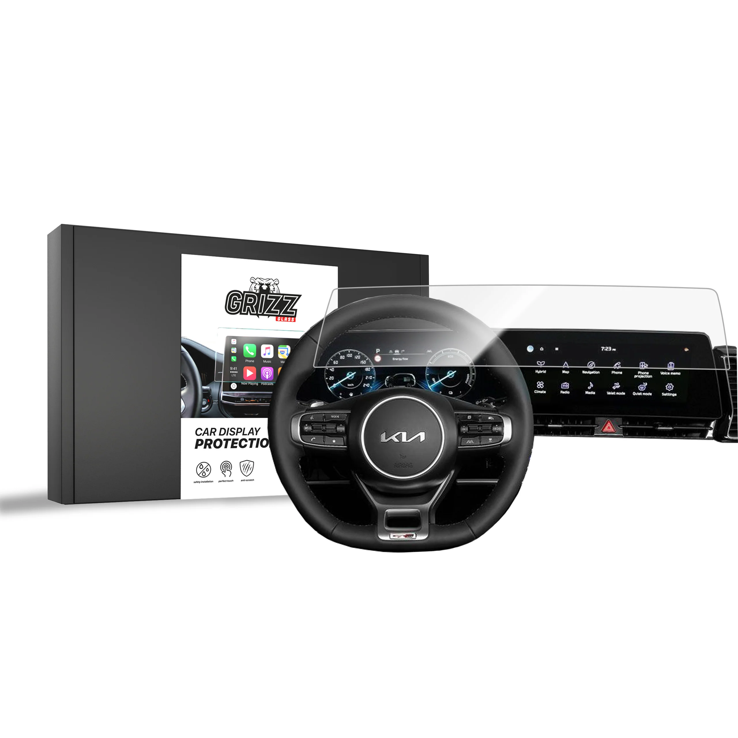 Displayschutzfolie für Kia Sportage 5 ver. L (2021-2024) Navi Folie, Kratzfest, Klar