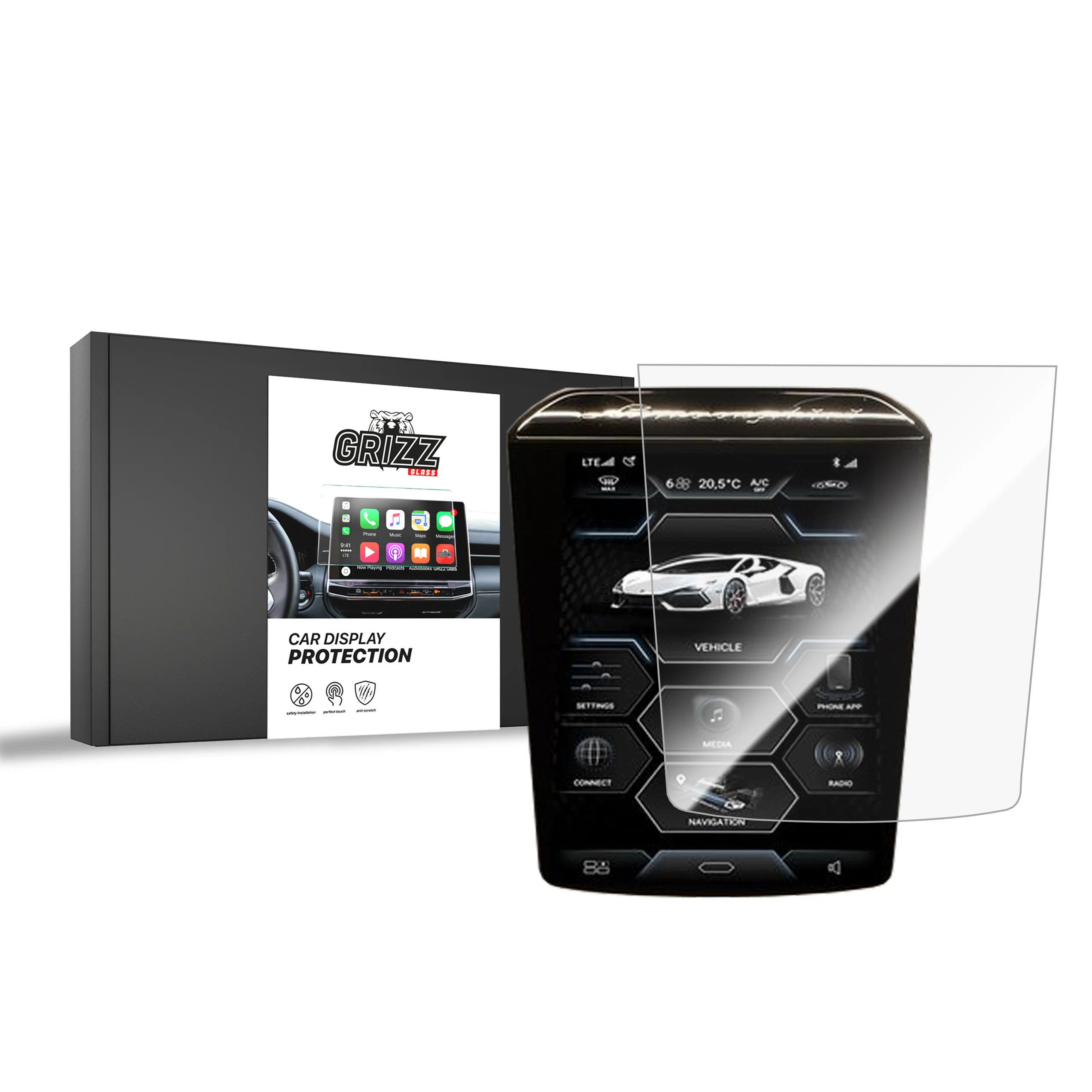 Displayschutzfolie für Lamborghini Revuelto (2024-2026) Navi Folie, Kratzfest, Klar