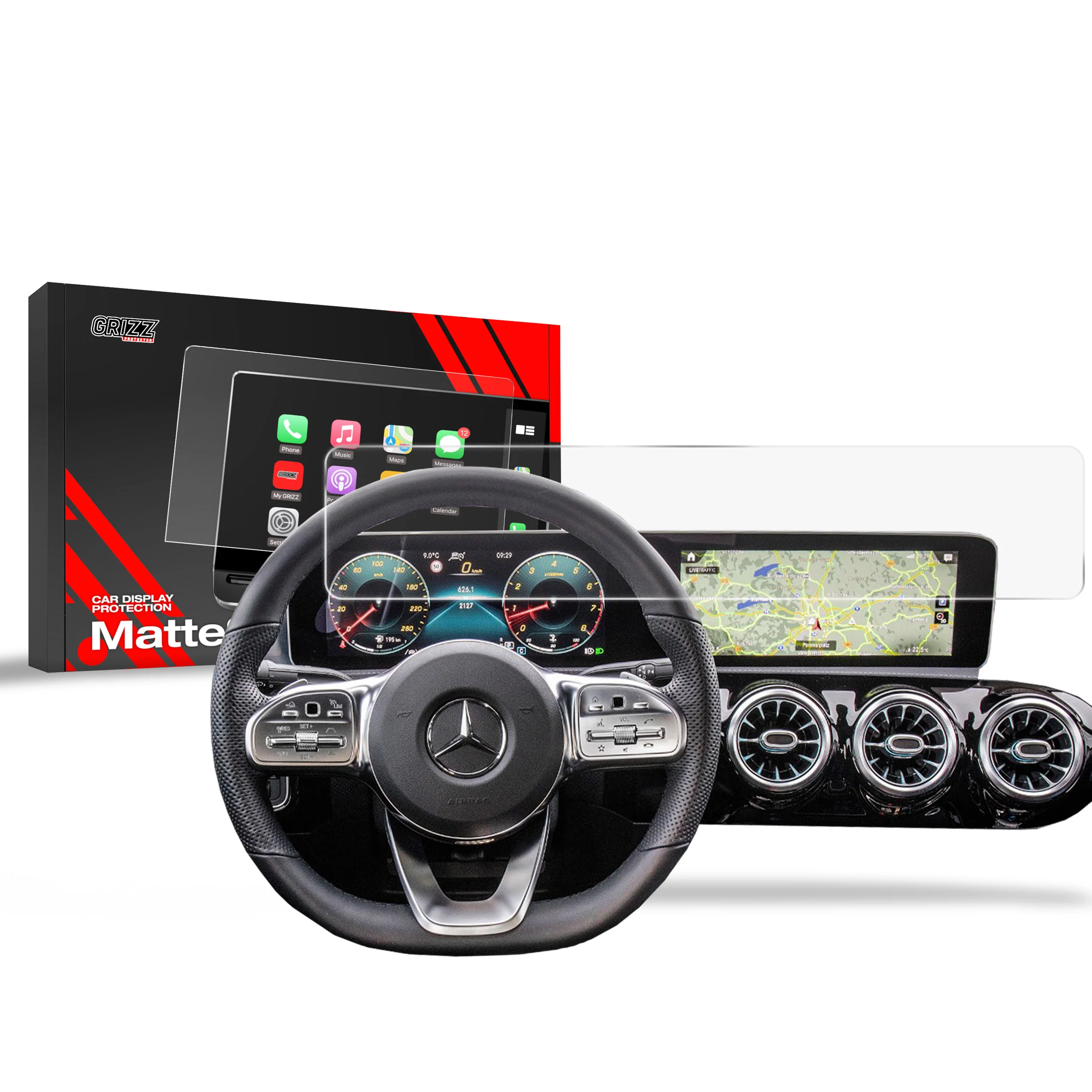 Displayschutzfolie für Mercedes EQC 400 (2019-2023) Anti-Fingerprint, Matt
