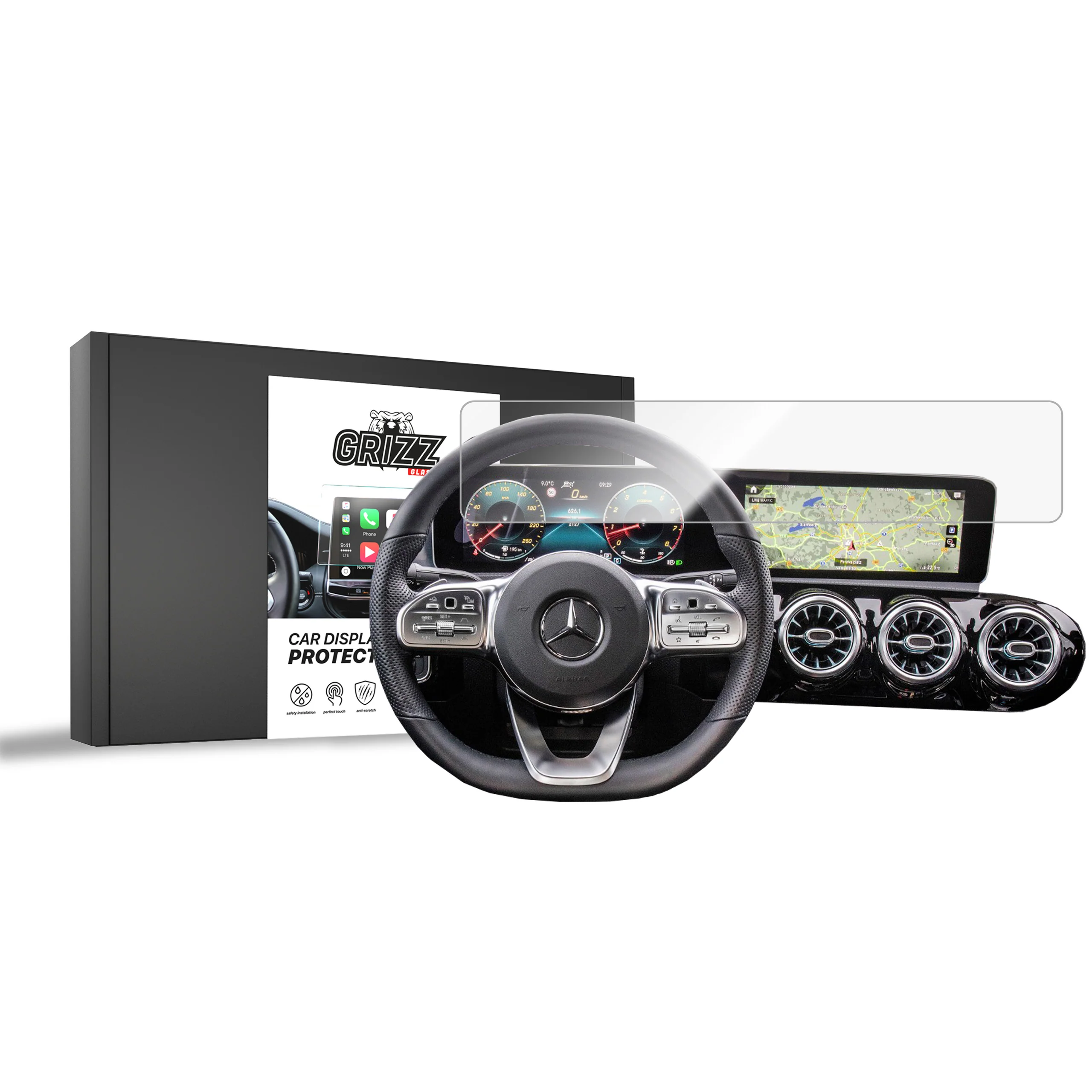 Displayschutzfolie für Mercedes GLA H247 (2020-2026) Navi Folie, Kratzfest, Klar