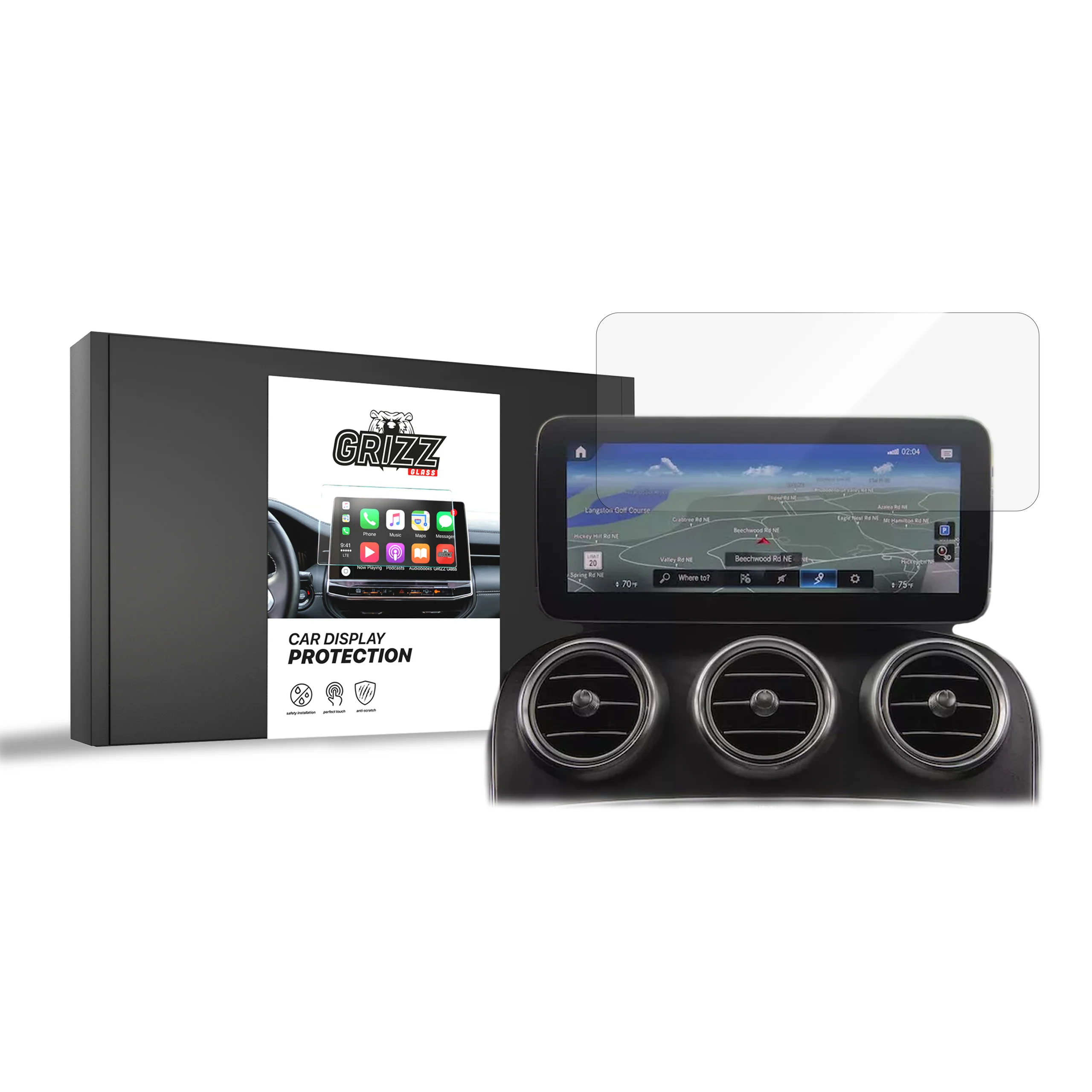 Displayschutzfolie für Mercedes GLC 10,25" (2019-2022) Navi Folie, Kratzfest, Klar