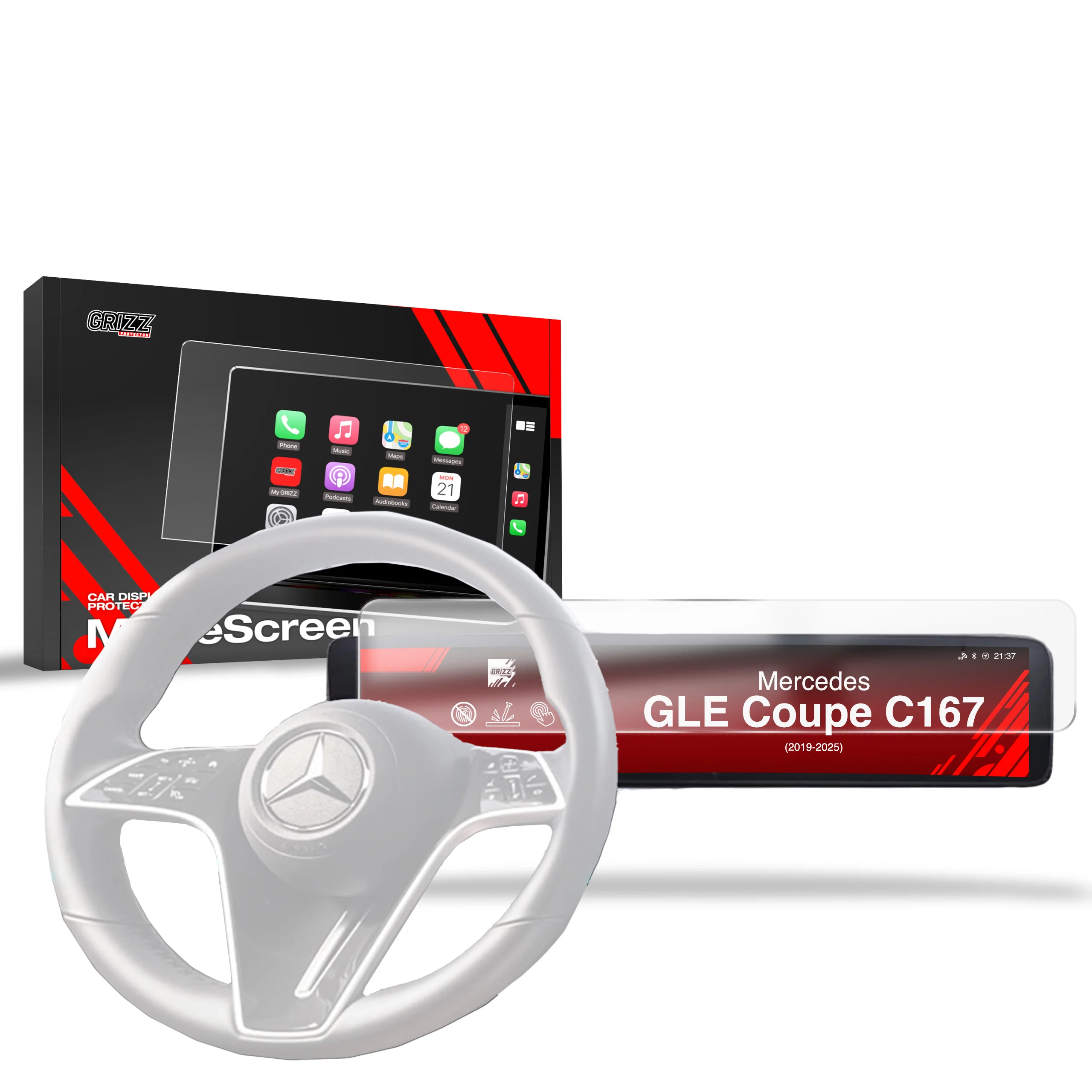 Displayschutzfolie für Mercedes GLE Coupe C167 (2019-2026) Anti-Fingerprint, Matt