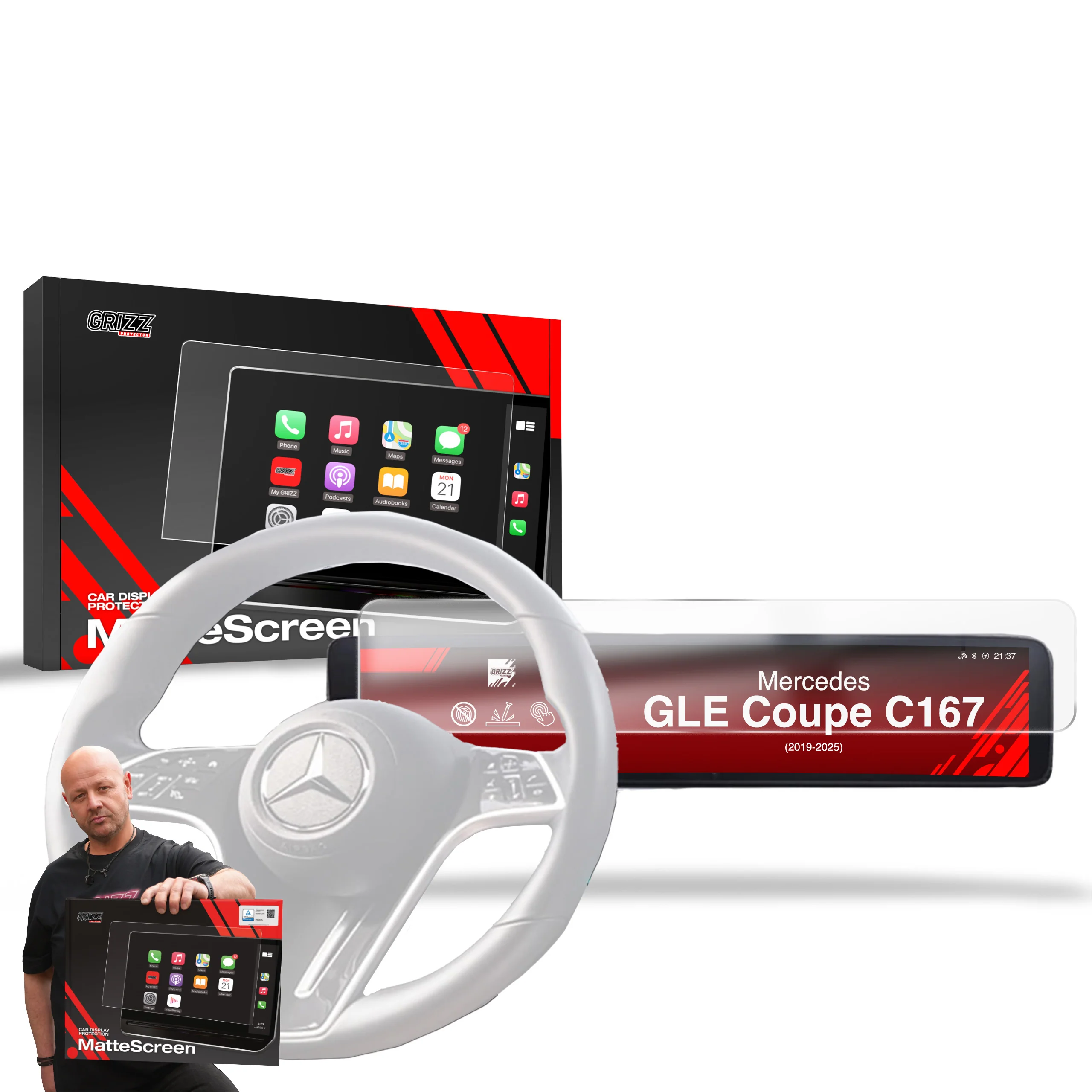 Displayschutzfolie für Mercedes GLE Coupe C167 (2019-2026) Anti-Fingerprint, Matt - Image 9