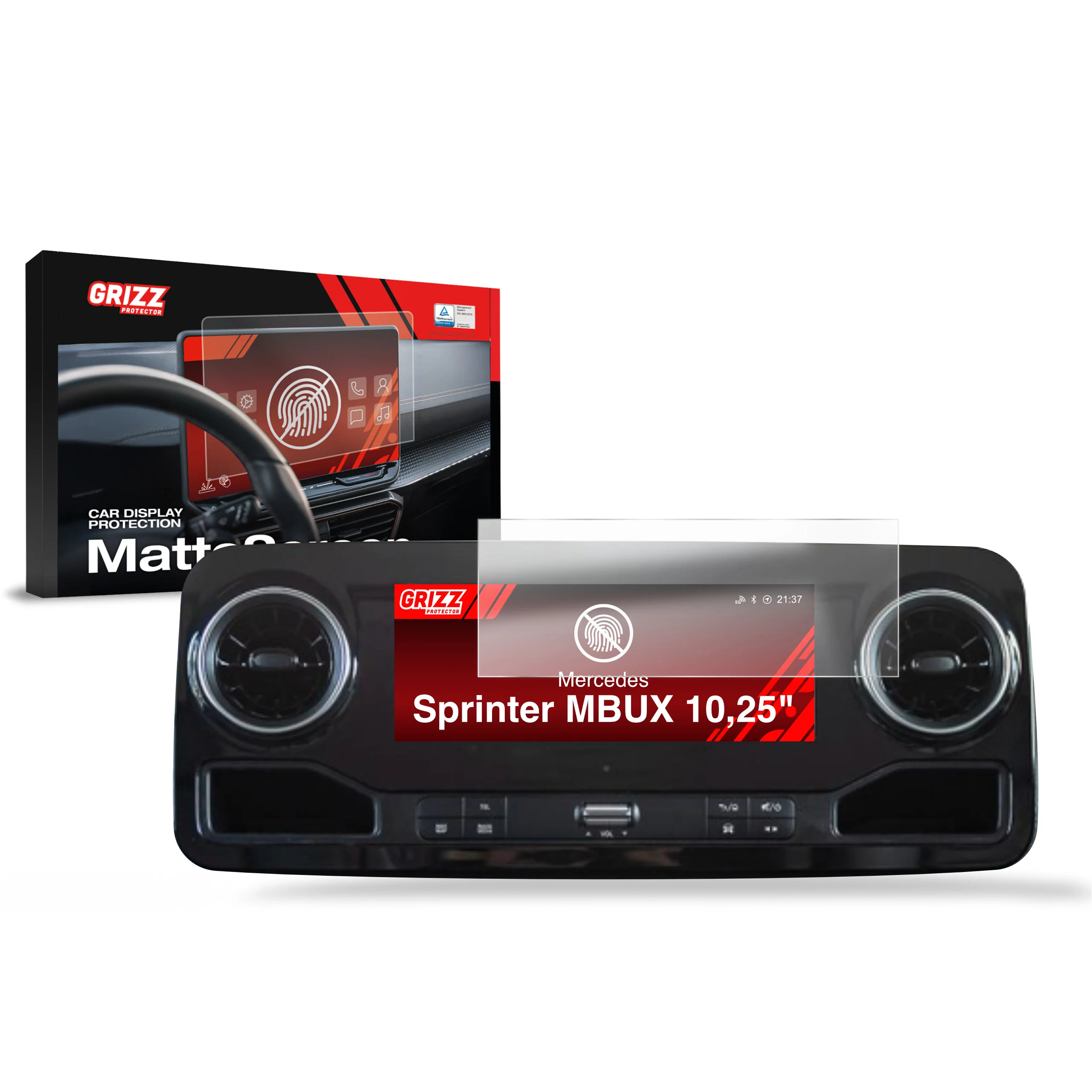 Displayschutzfolie für Mercedes Sprinter MBUX 10,25" (2019-2026) Anti-Fingerprint, Matt