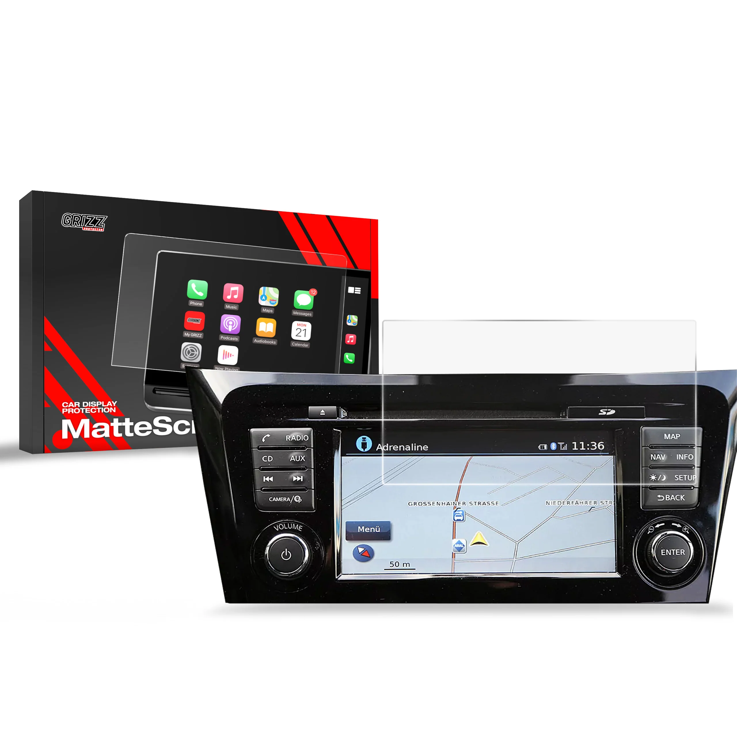 Displayschutzfolie für Nissan Qashqai 2 (2013-2021) Anti-Fingerprint, Matt