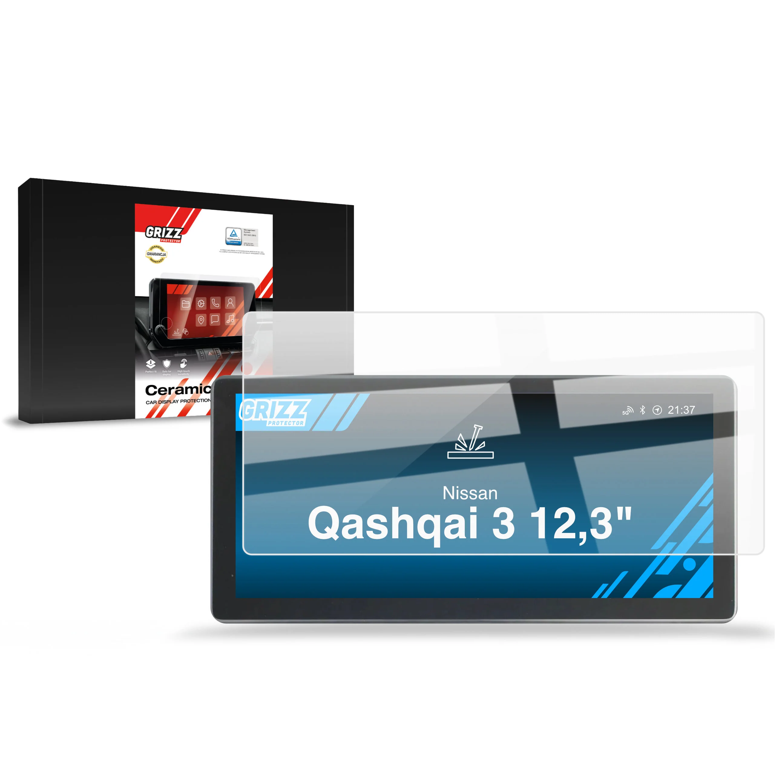 Displayschutzfolie für Nissan Qashqai 3 12,3" (2021-2024) Navi Folie, Kratzfest, Klar