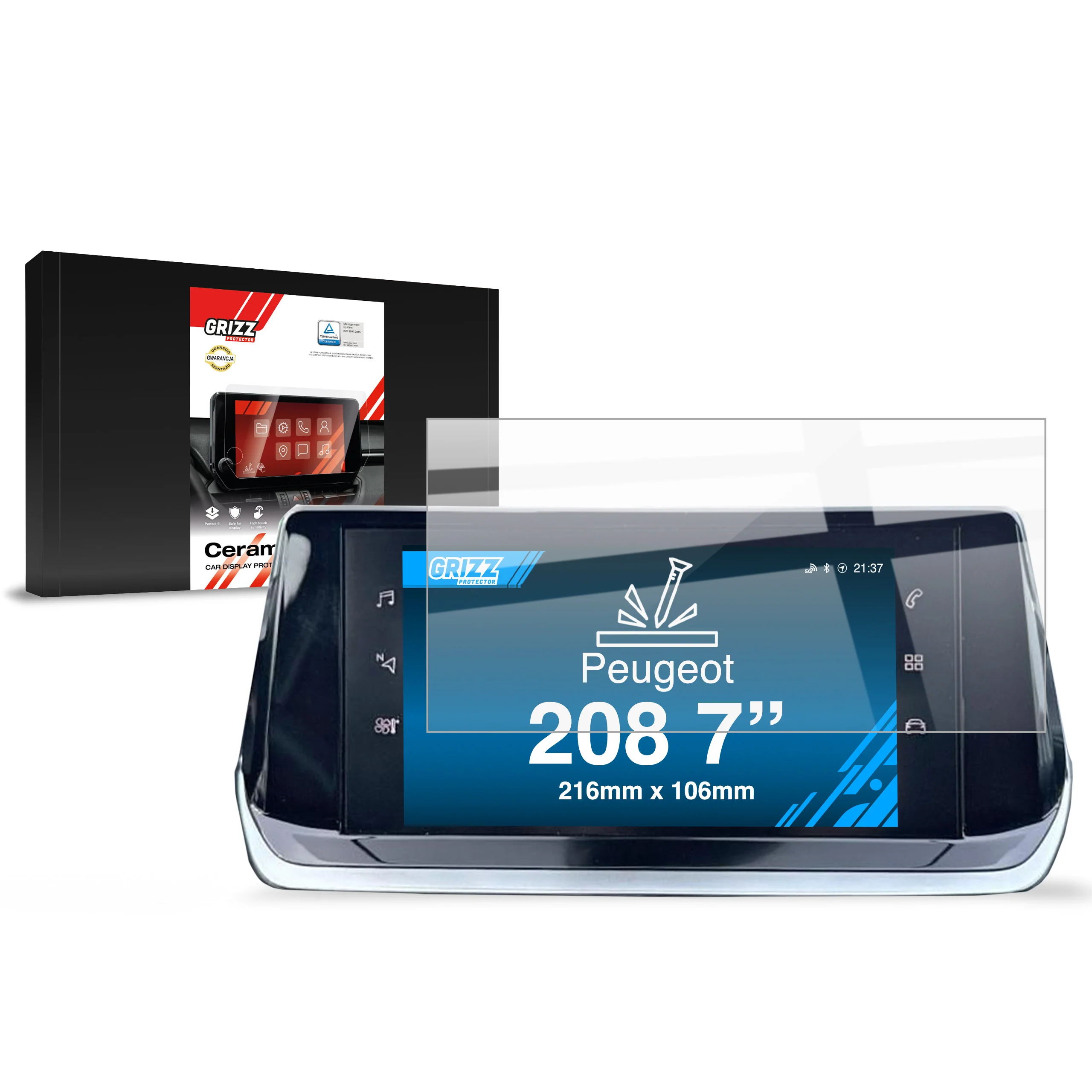 Displayschutzfolie für Peugeot 208 7" (2019-2025) Navi Folie, Kratzfest, Klar