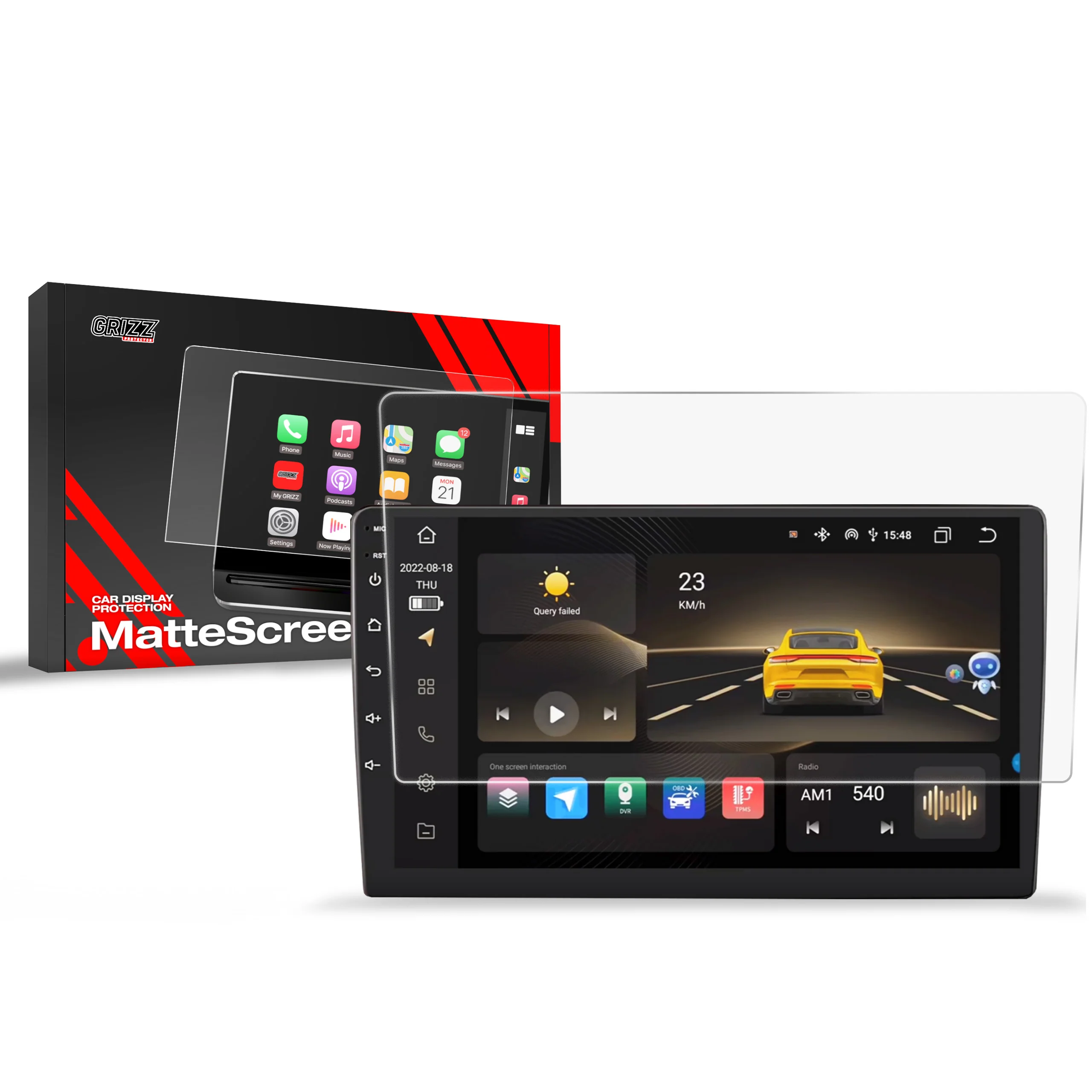 Displayschutzfolie für Radio Android 10" Anti-Fingerprint, Matt