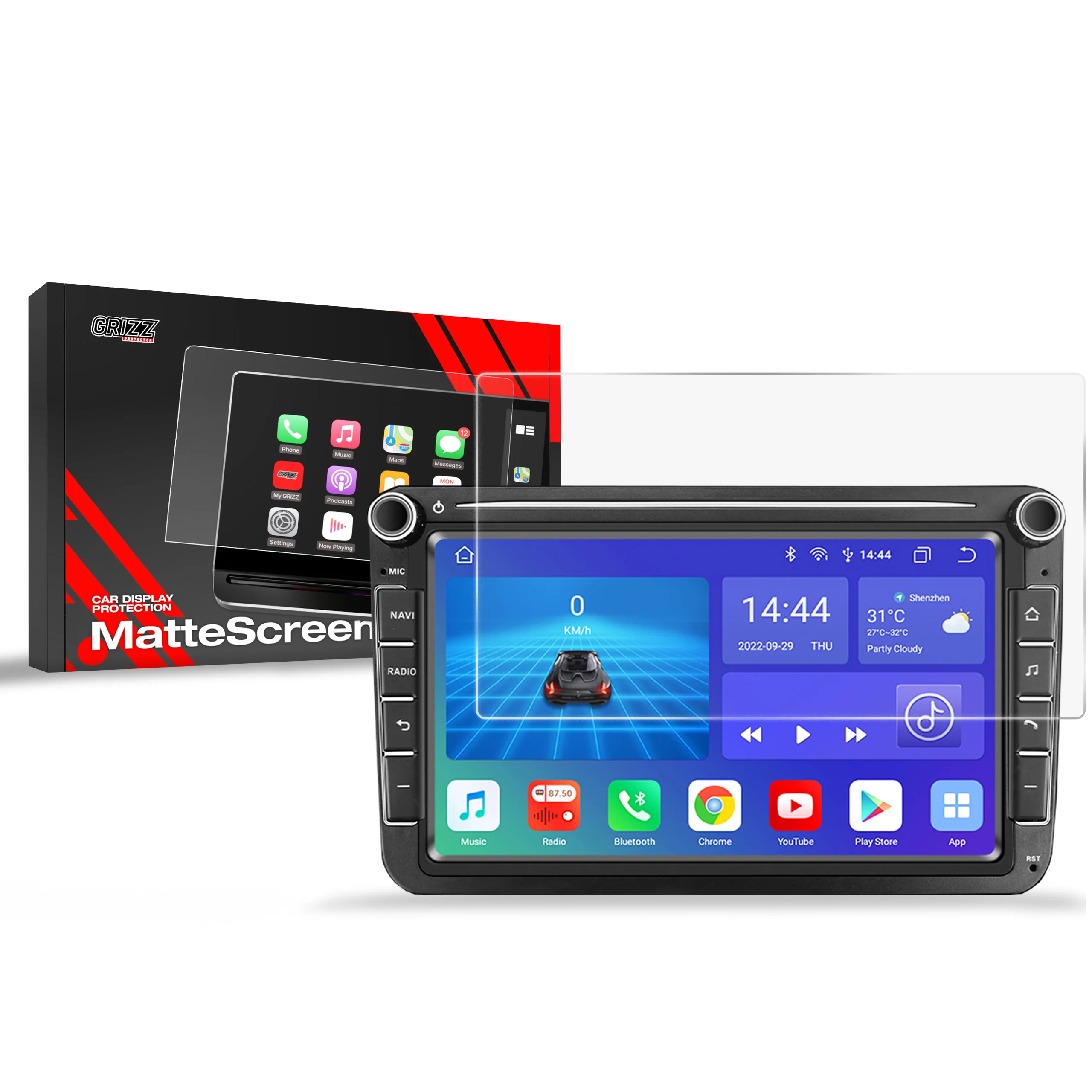 Displayschutzfolie für Radio Android 8" Anti-Fingerprint, Matt
