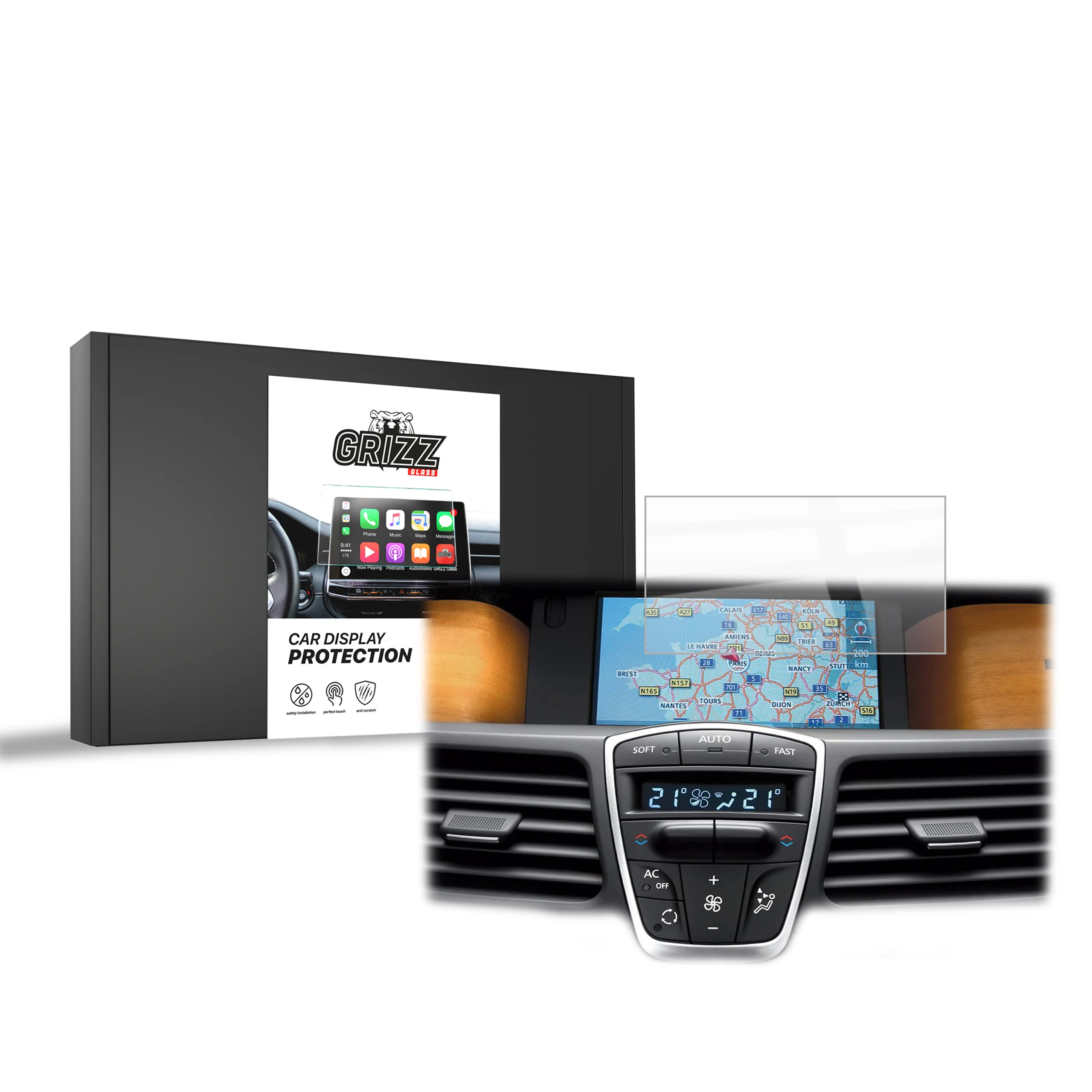 Displayschutzfolie für Renault Laguna 3 (2007-2012) Navi Folie, Kratzfest, Klar