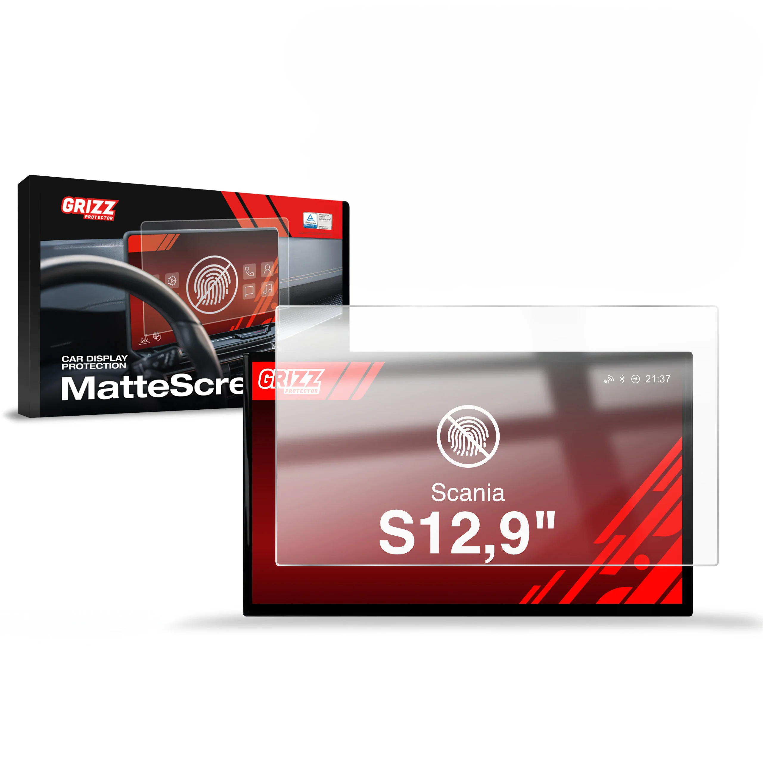 Displayschutzfolie für Scania S 12,9" (2024-2026) Anti-Fingerprint, Matt