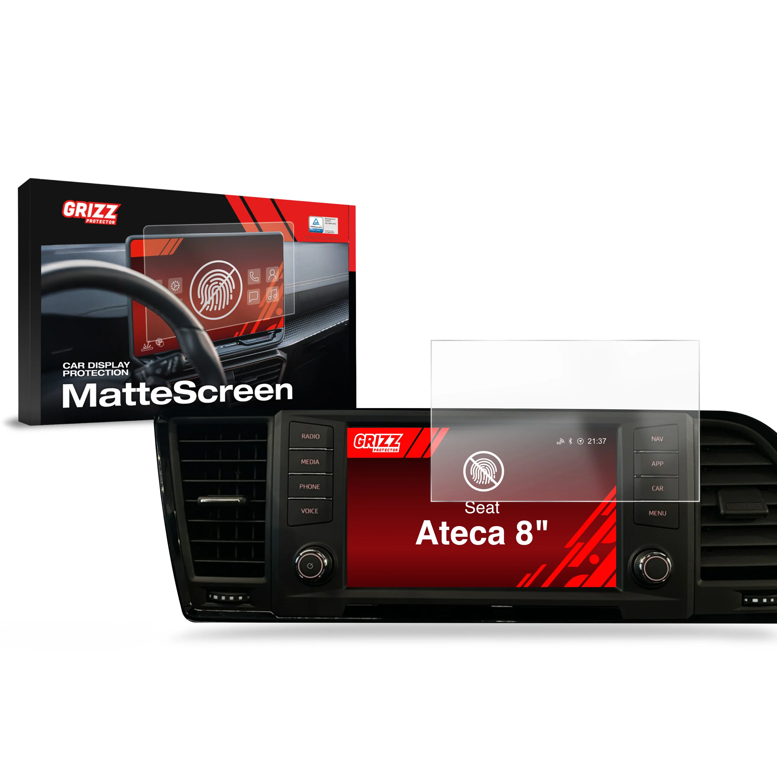 Displayschutzfolie für Seat Ateca 8" (2016-2019) Anti-Fingerprint, Matt