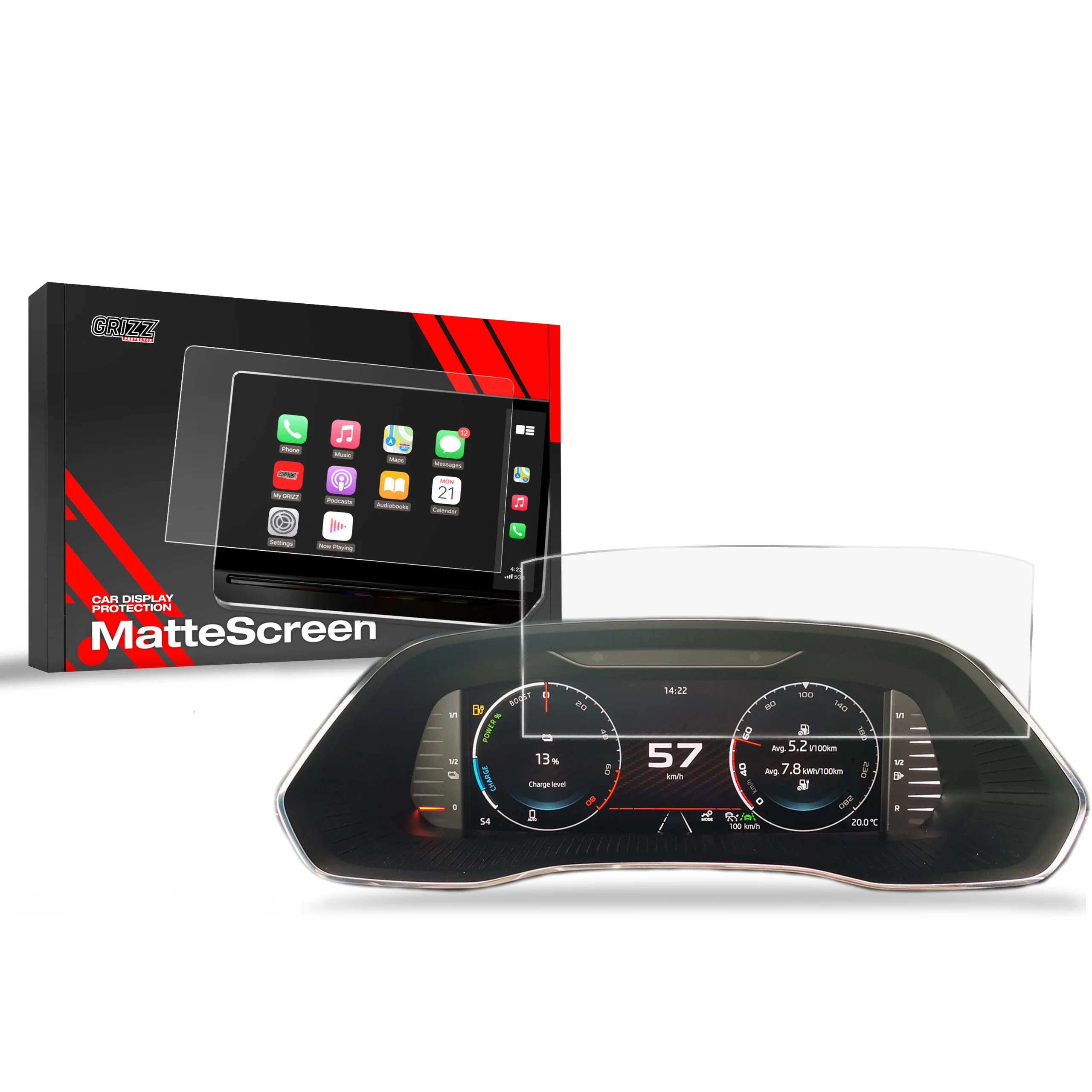 Displayschutzfolie für Skoda Karoq Virtual Cockpit 10,25" (2021-2026) Anti-Fingerprint, Matt