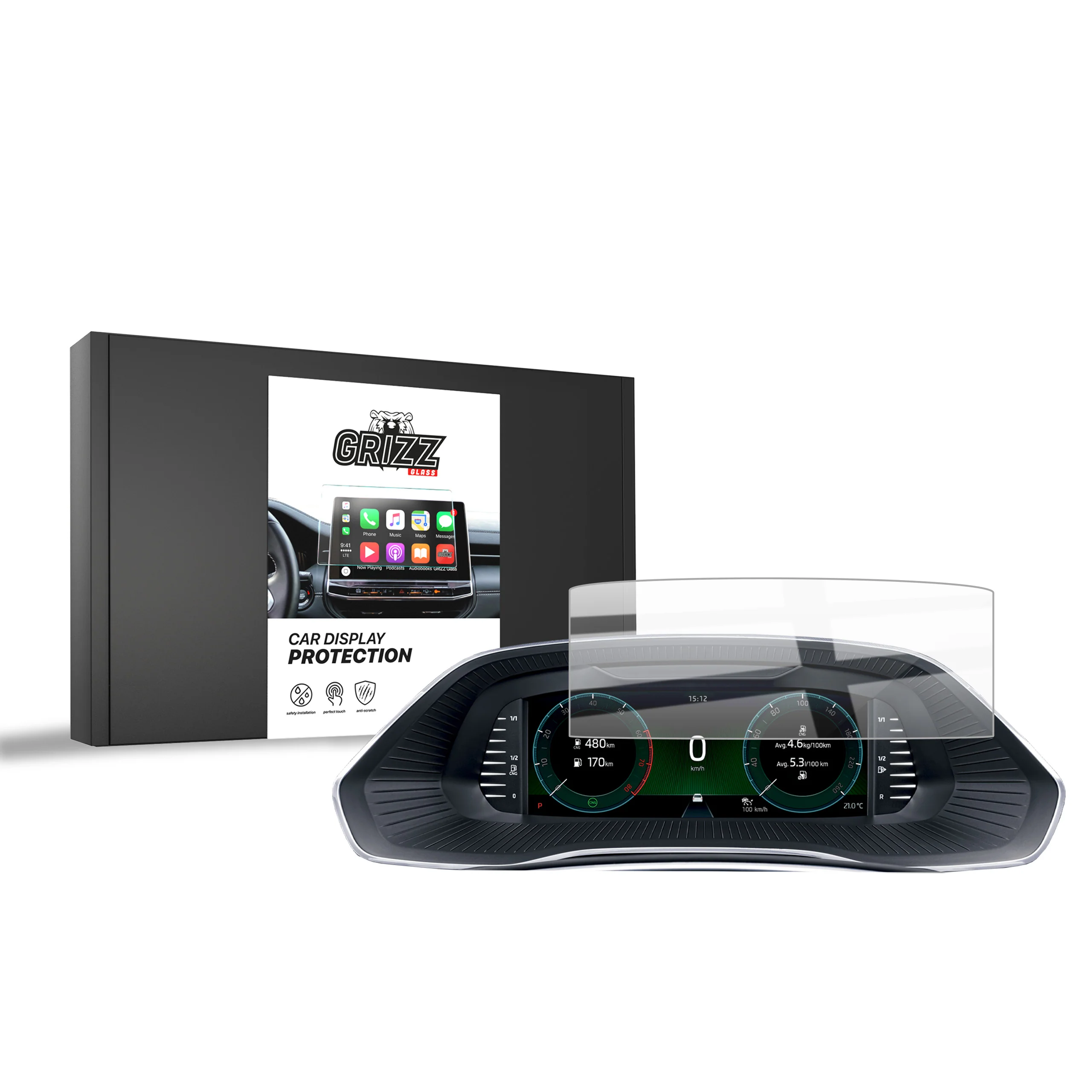 Displayschutzfolie für Skoda Karoq Virtual Cockpit 10,25" (2021-2026) Navi Folie, Kratzfest, Klar