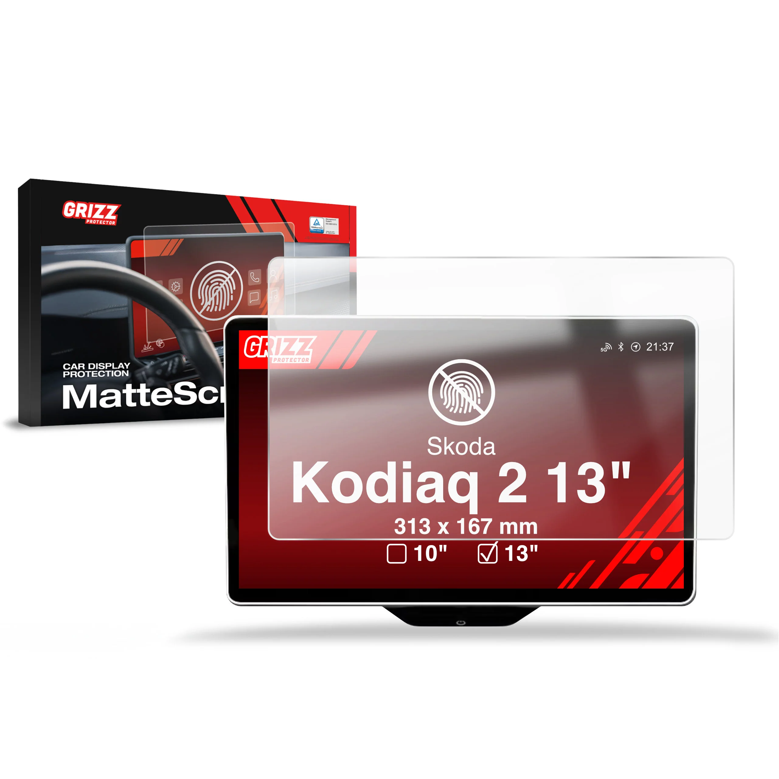 Displayschutzfolie für Skoda Kodiaq 2 13" (2024-2026) Anti-Fingerprint, Matt