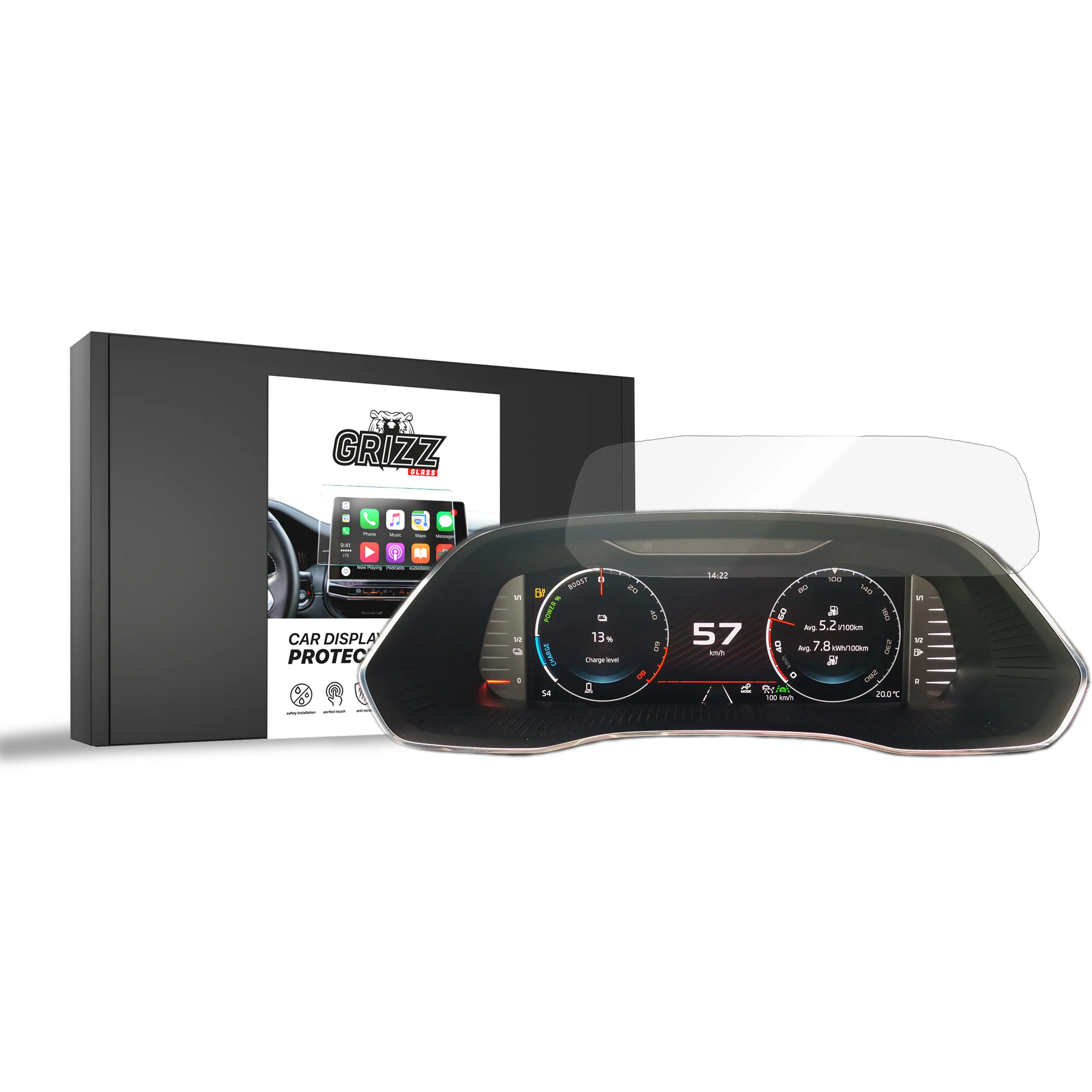Displayschutzfolie für Skoda Kodiaq Virtual Cockpit 10,25" (2021-2026) Navi Folie, Kratzfest, Klar