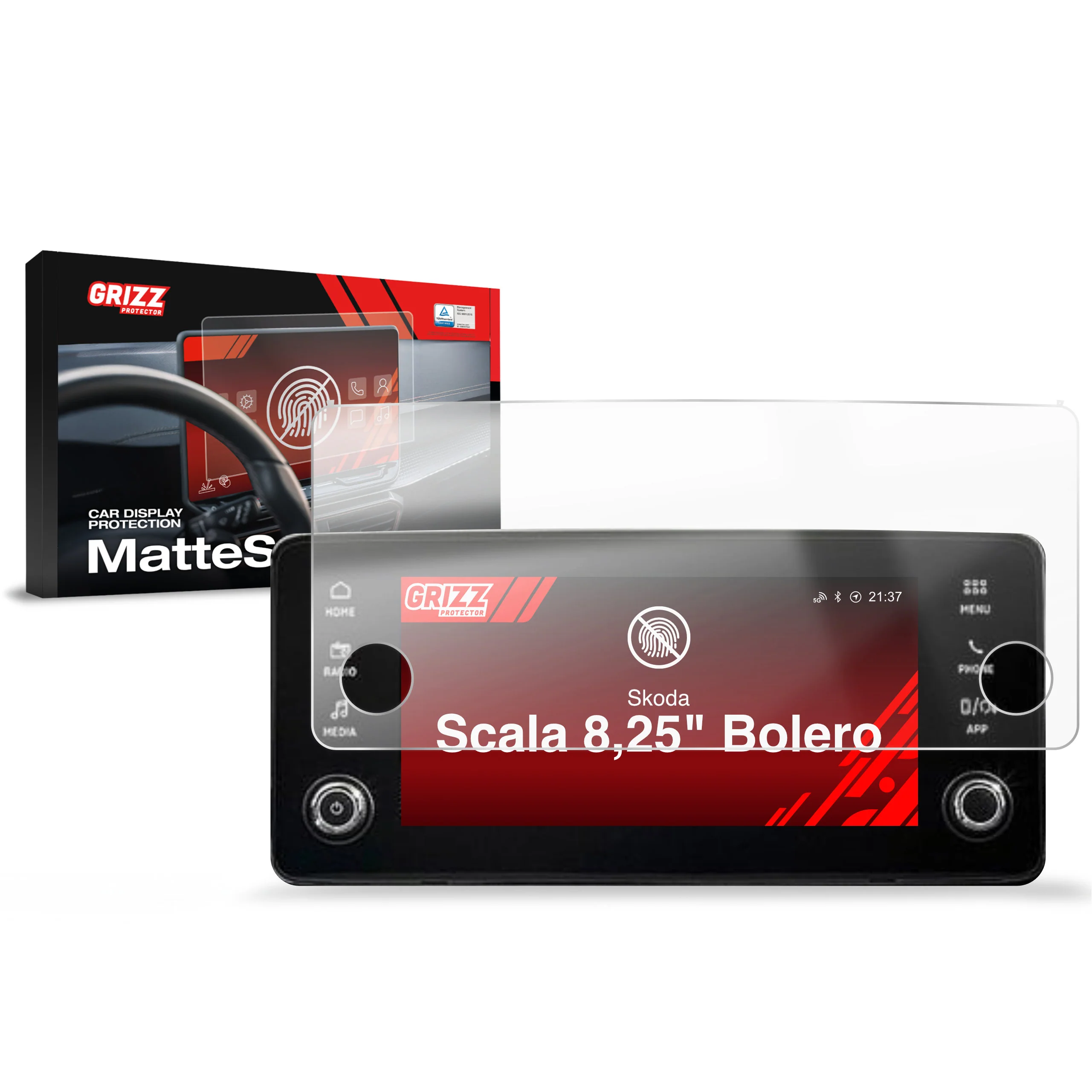 Displayschutzfolie für Skoda Scala 8,25" Bolero (2024-2026) Anti-Fingerprint, Matt