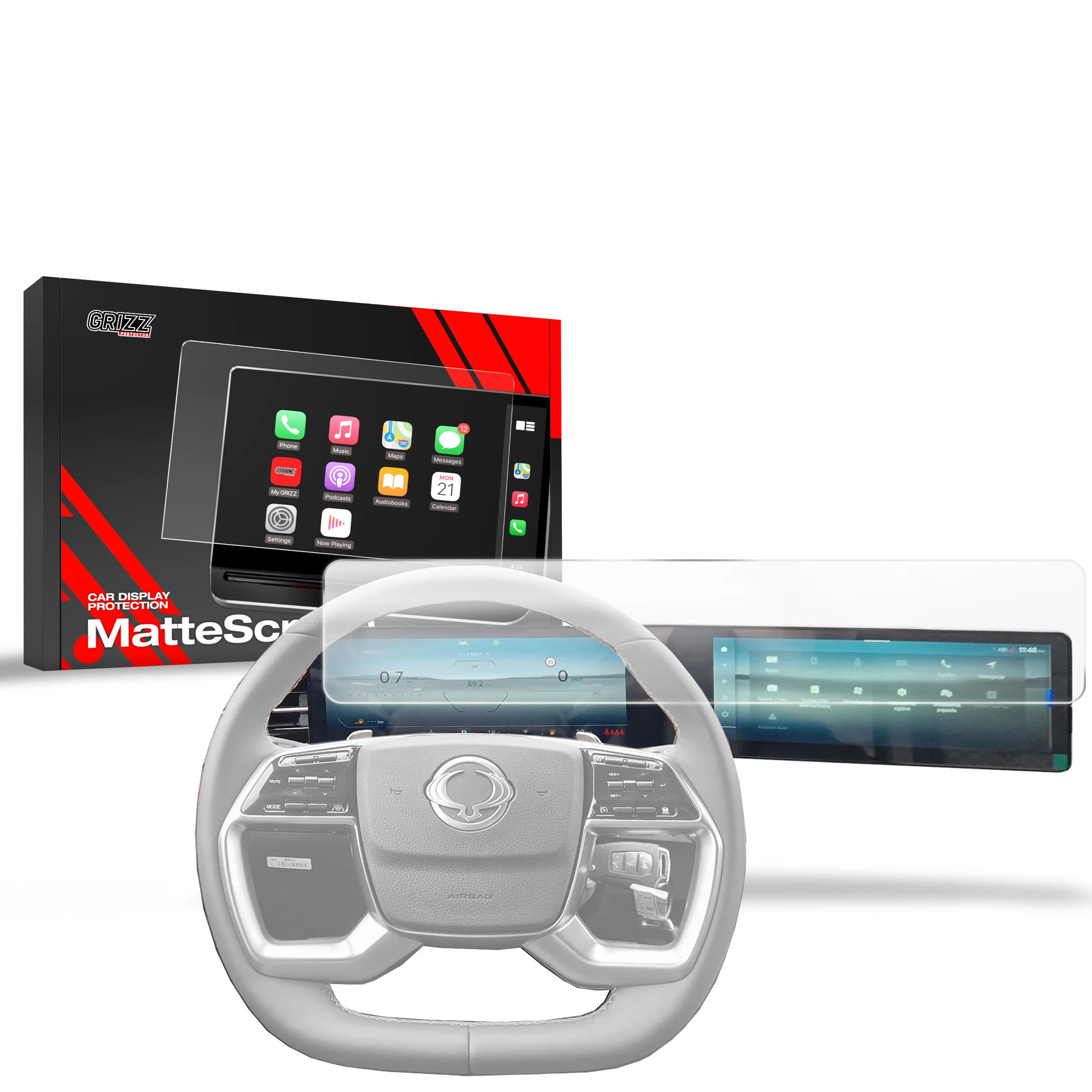 Displayschutzfolie für SsangYong Torres 12,3" (2024-2026) Anti-Fingerprint, Matt