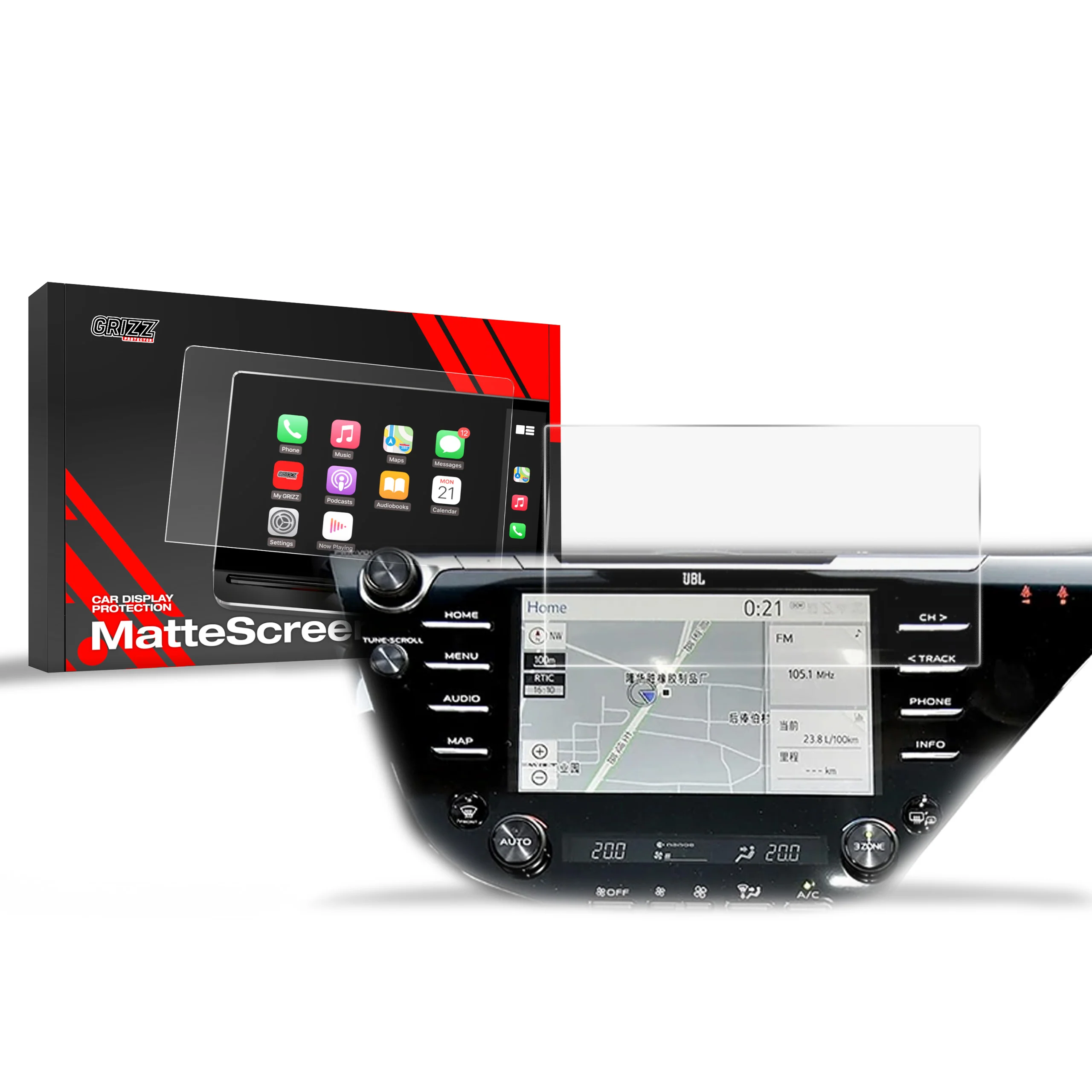 Displayschutzfolie für Toyota Camry 8" (2018-2020) Anti-Fingerprint, Matt
