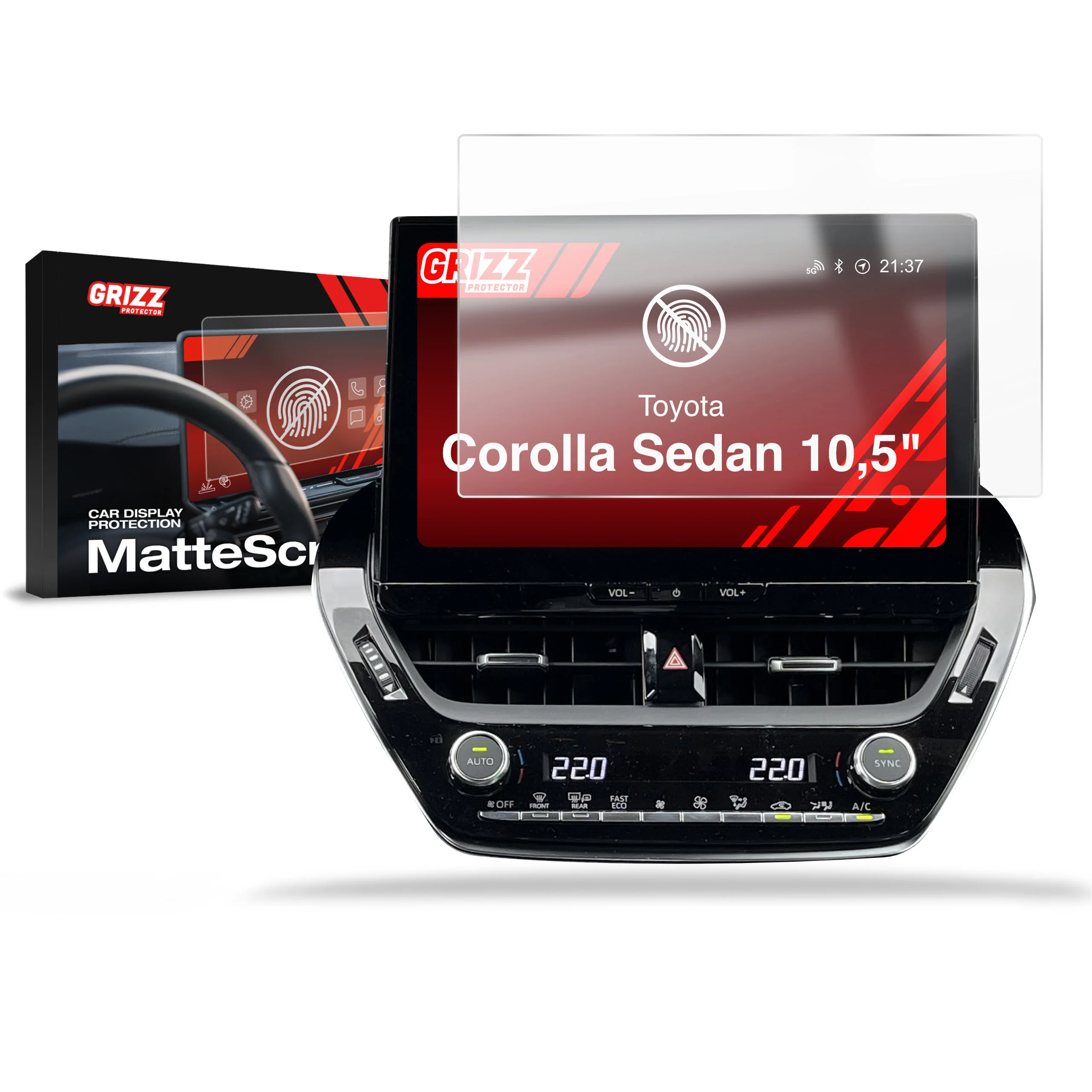 Displayschutzfolie für Toyota Corolla Sedan 10,5" (2022-2026) Anti-Fingerprint, Matt