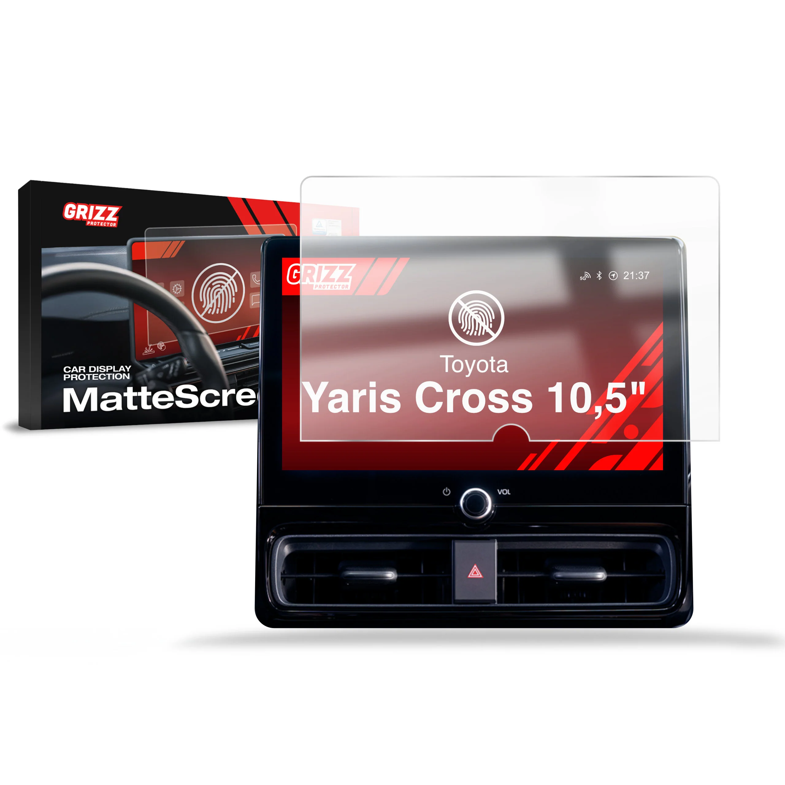 Displayschutzfolie für Toyota Yaris 4 10,5" Facelift (2024-2026) Anti-Fingerprint, Matt