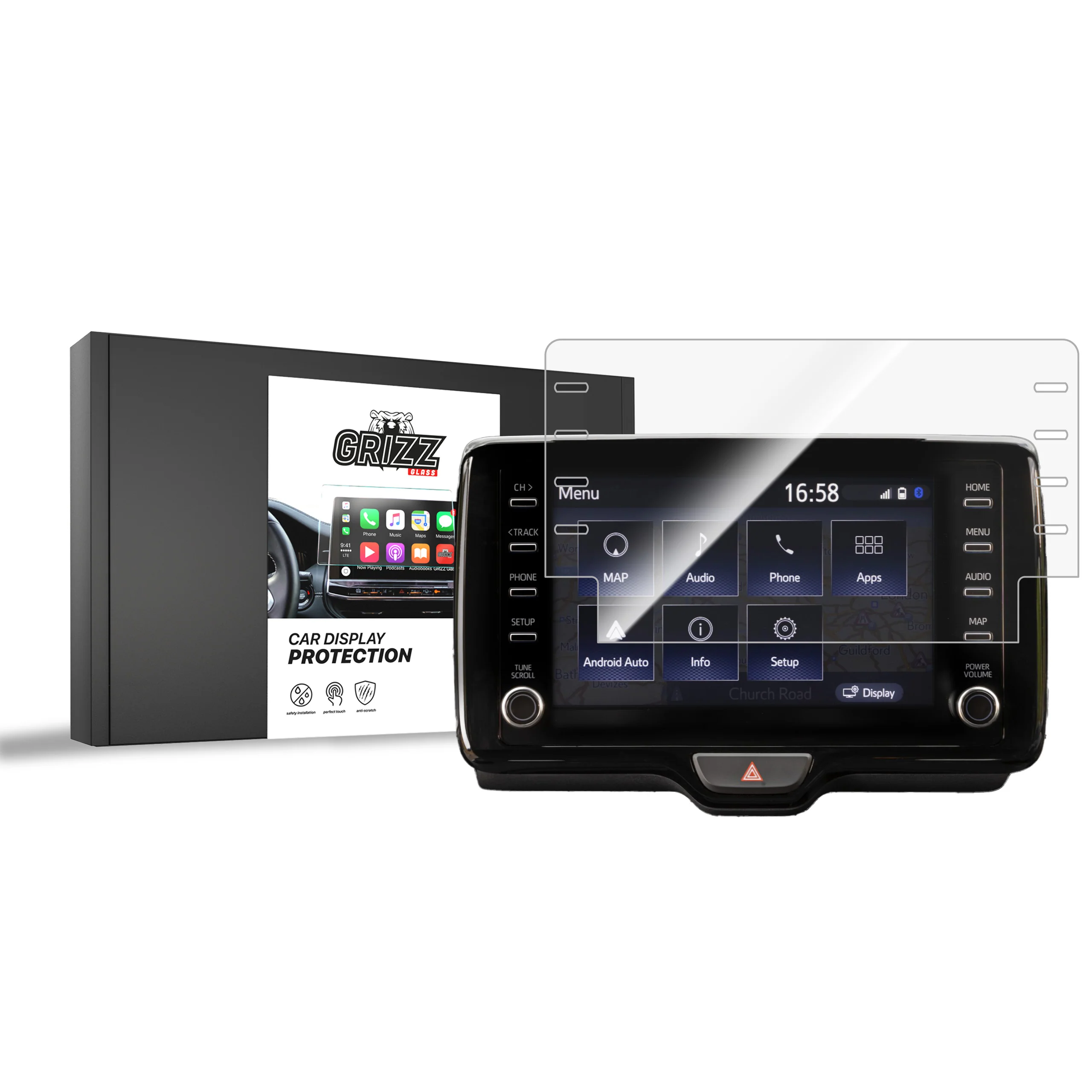 Displayschutzfolie für Toyota Yaris GR 8” (2020-2023) Navi Folie, Kratzfest, Klar