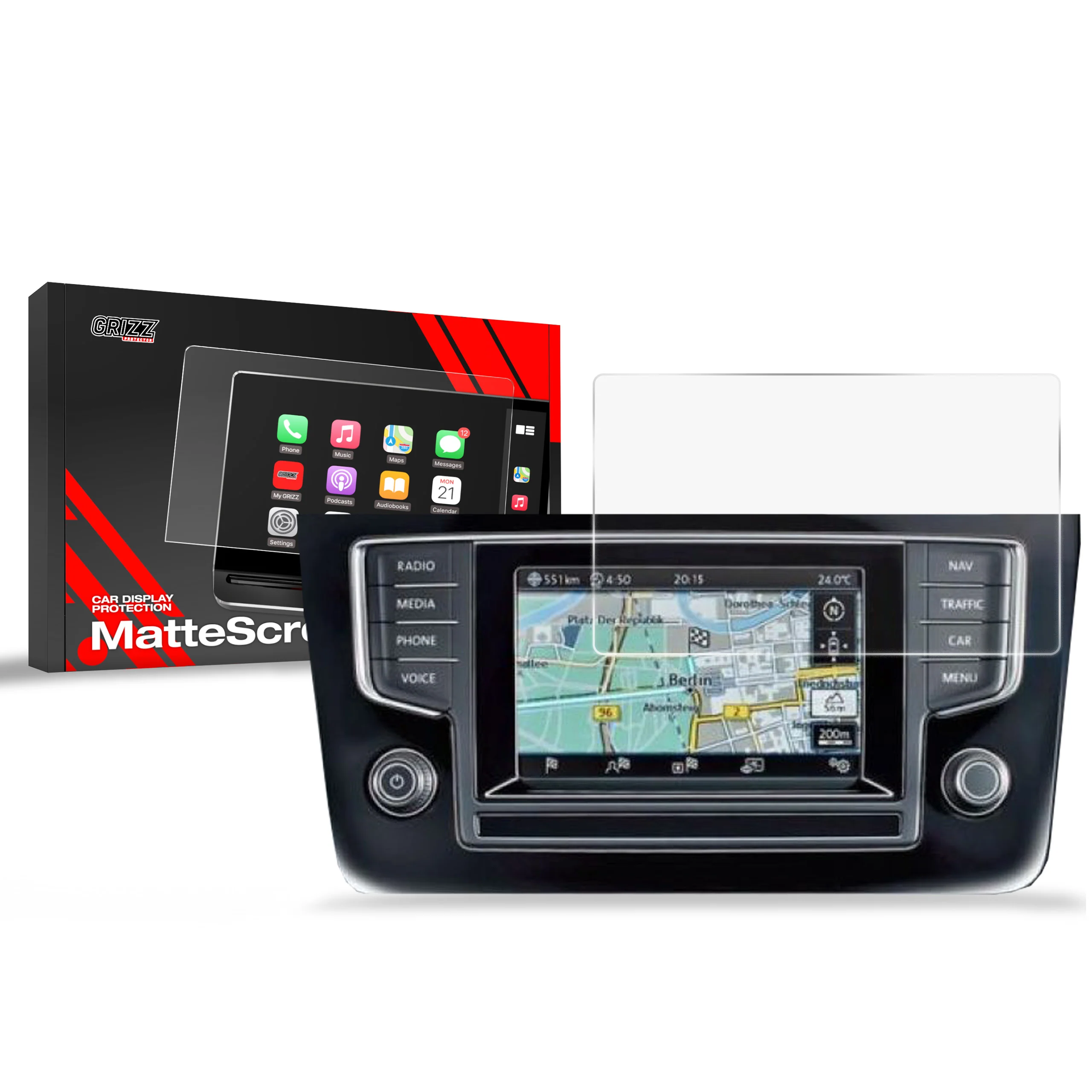 Displayschutzfolie für Volkswagen VW Golf 6 Discover Media 1 gen. (2013-2015) Anti-Fingerprint, Matt