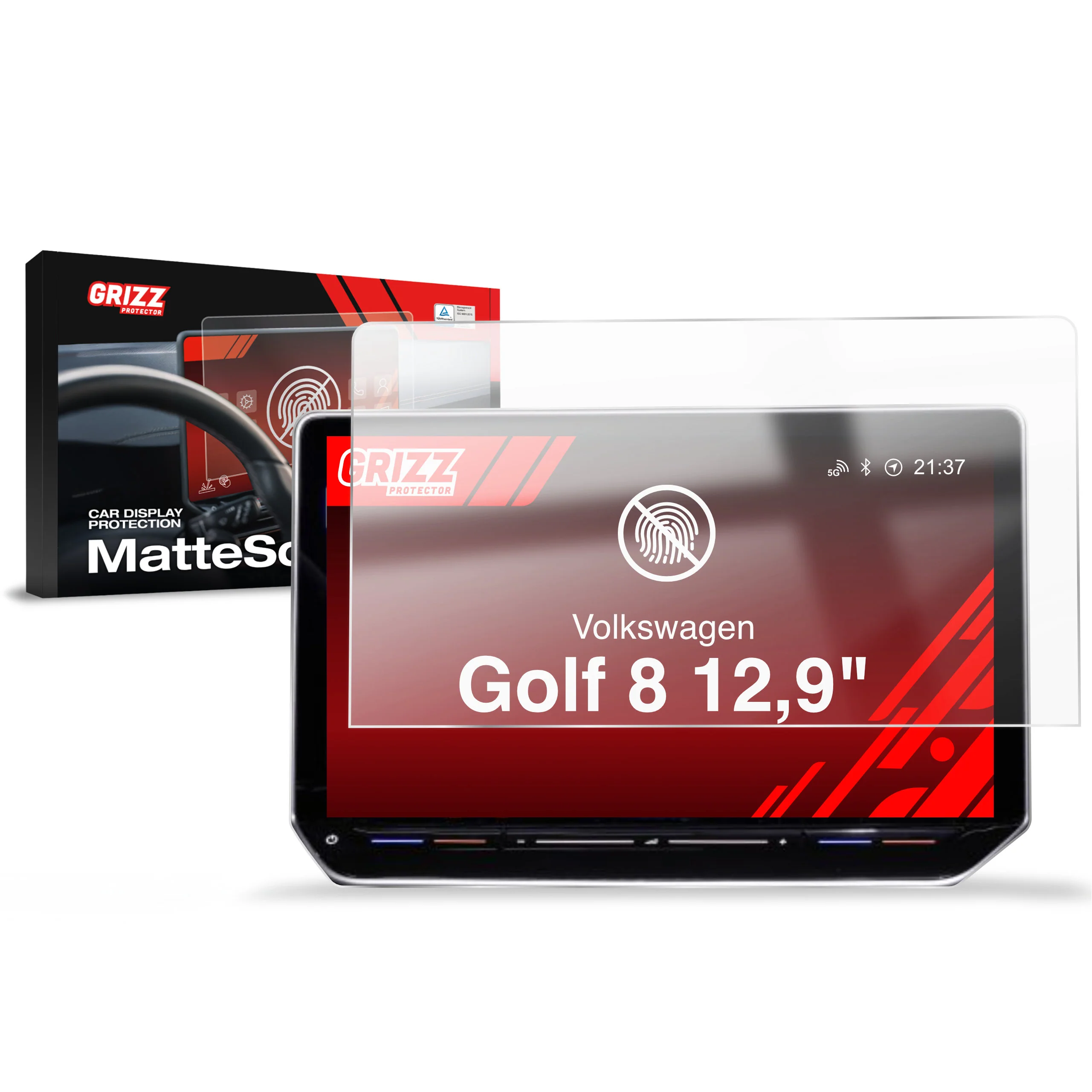 Displayschutzfolie für Volkswagen VW Golf 8 12,9" (2024-2026) Anti-Fingerprint, Matt