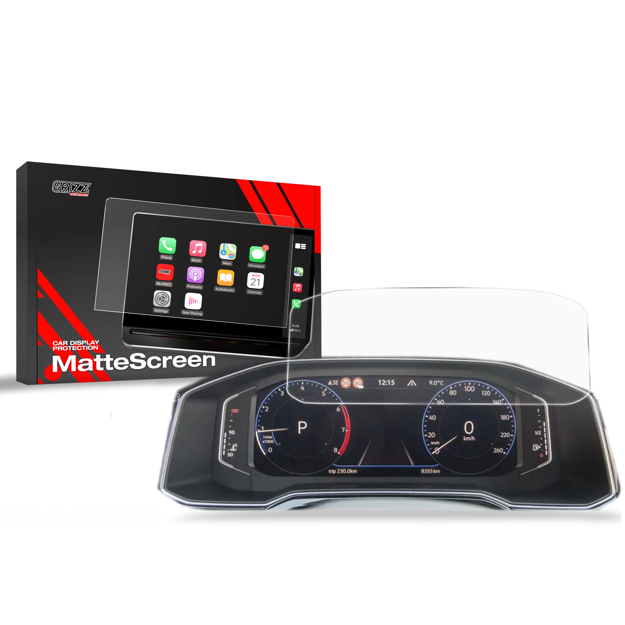 Displayschutzfolie für Volkswagen VW Passat B8 Digital Cockpit 10,25" (2019-2024) Anti-Fingerprint, Matt