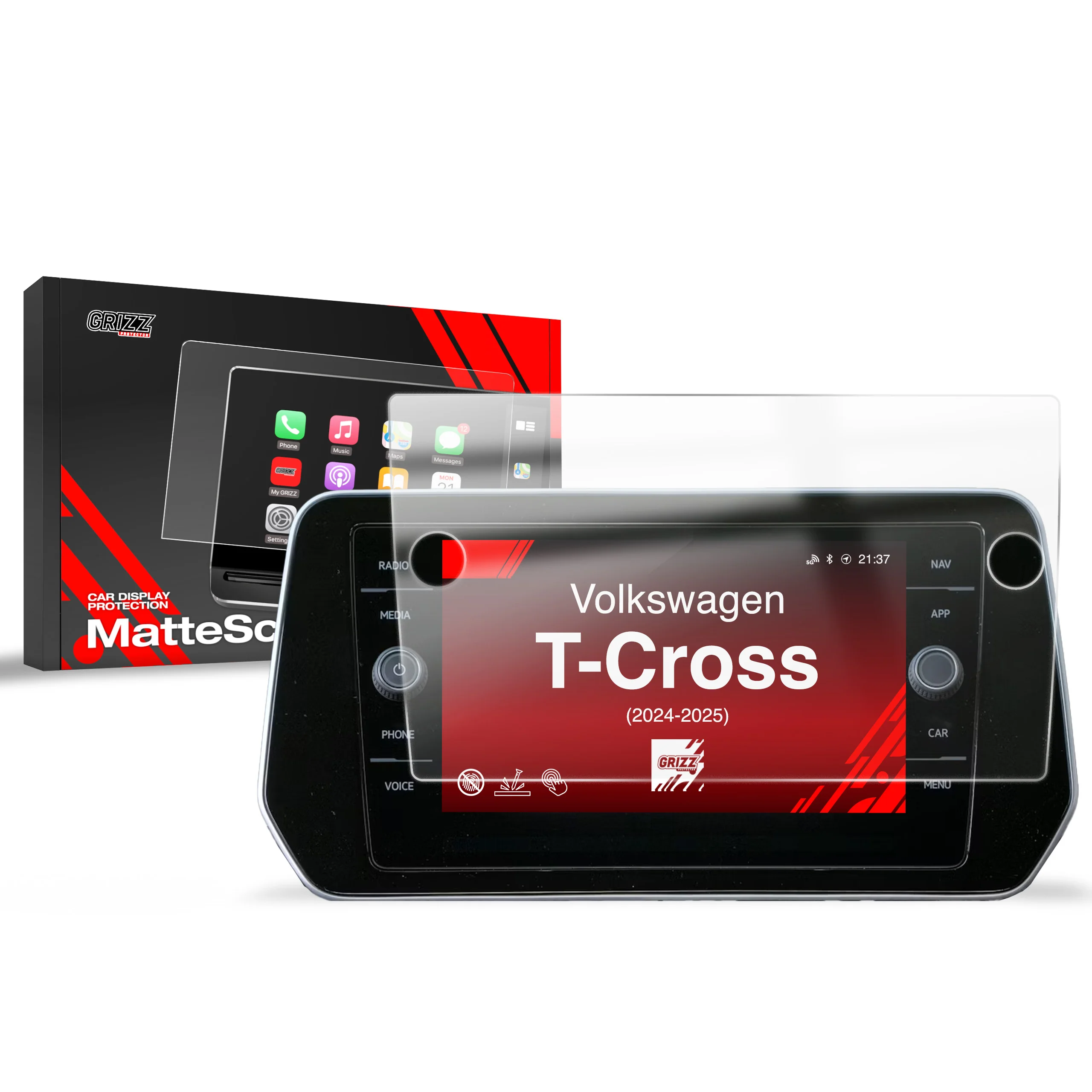 Displayschutzfolie für Volkswagen VW T-Cross Discover Media (2024-2026) Anti-Fingerprint, Matt