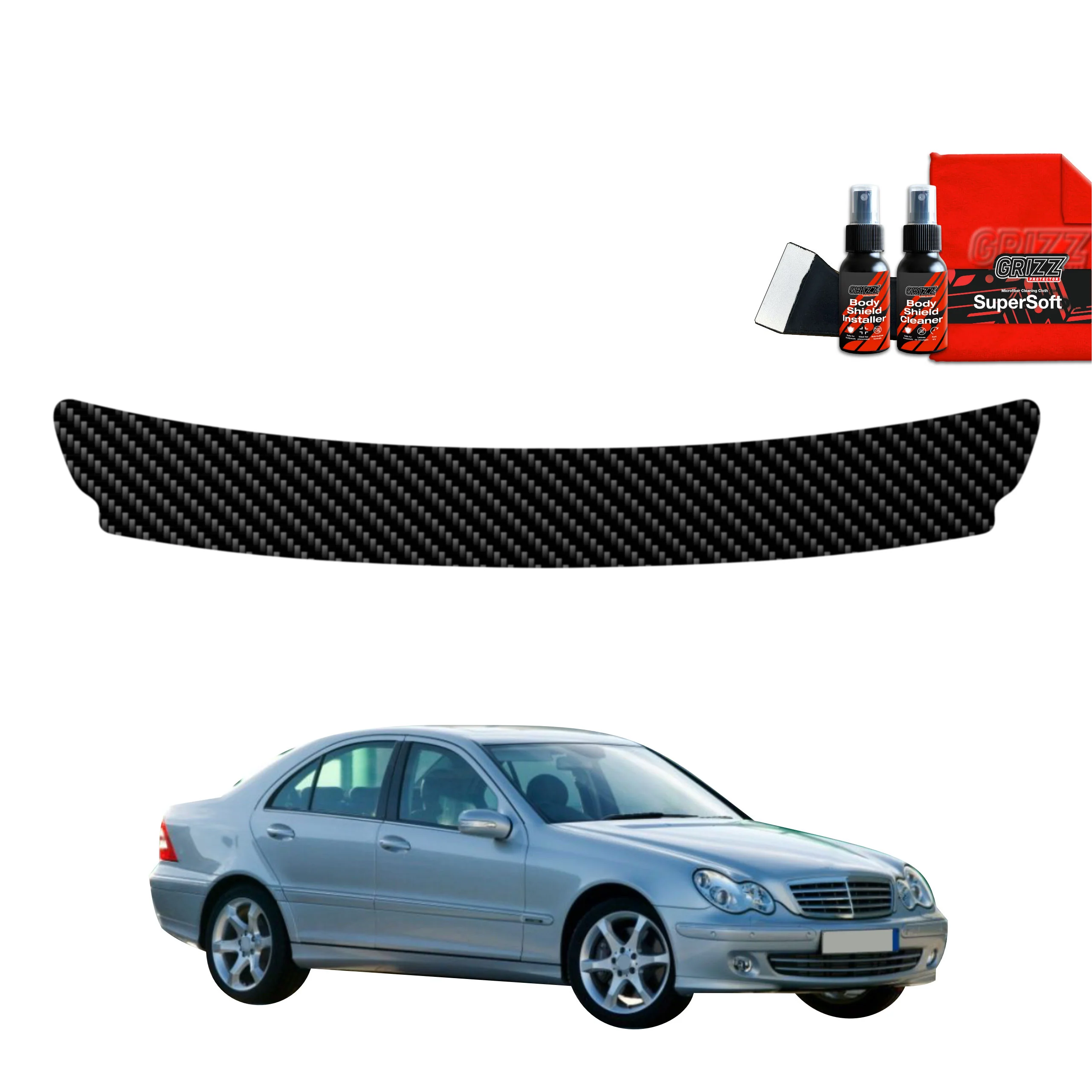 Kohlenstoff Schutzfolie für Ladekante - Mercedes Benz C Klasse W203 Sedan (2000-2007)