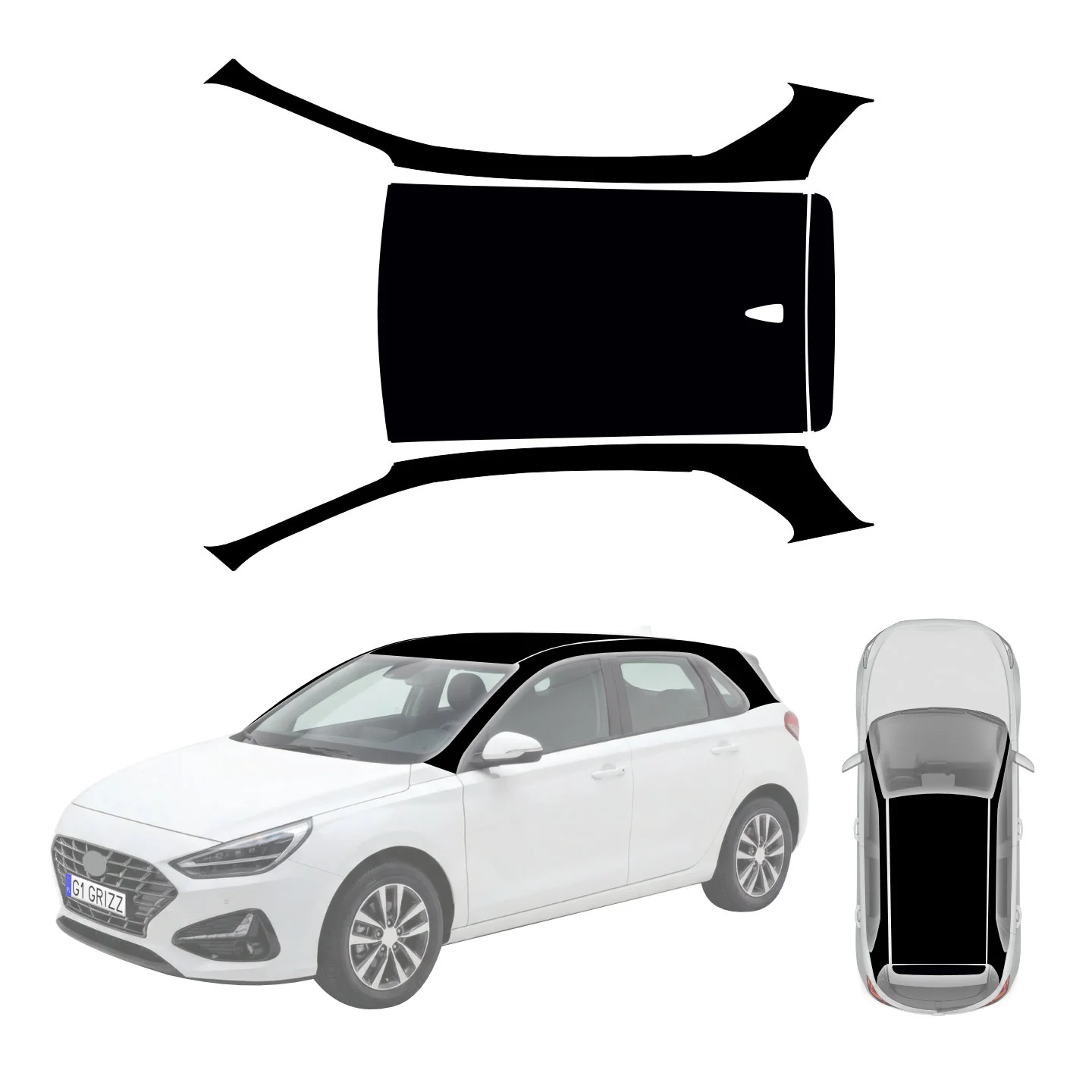 Schutzfolie zum Ăndern der Dachfarbe und SĂ€ulen - Hyundai i30 Wagon (2020-2026)